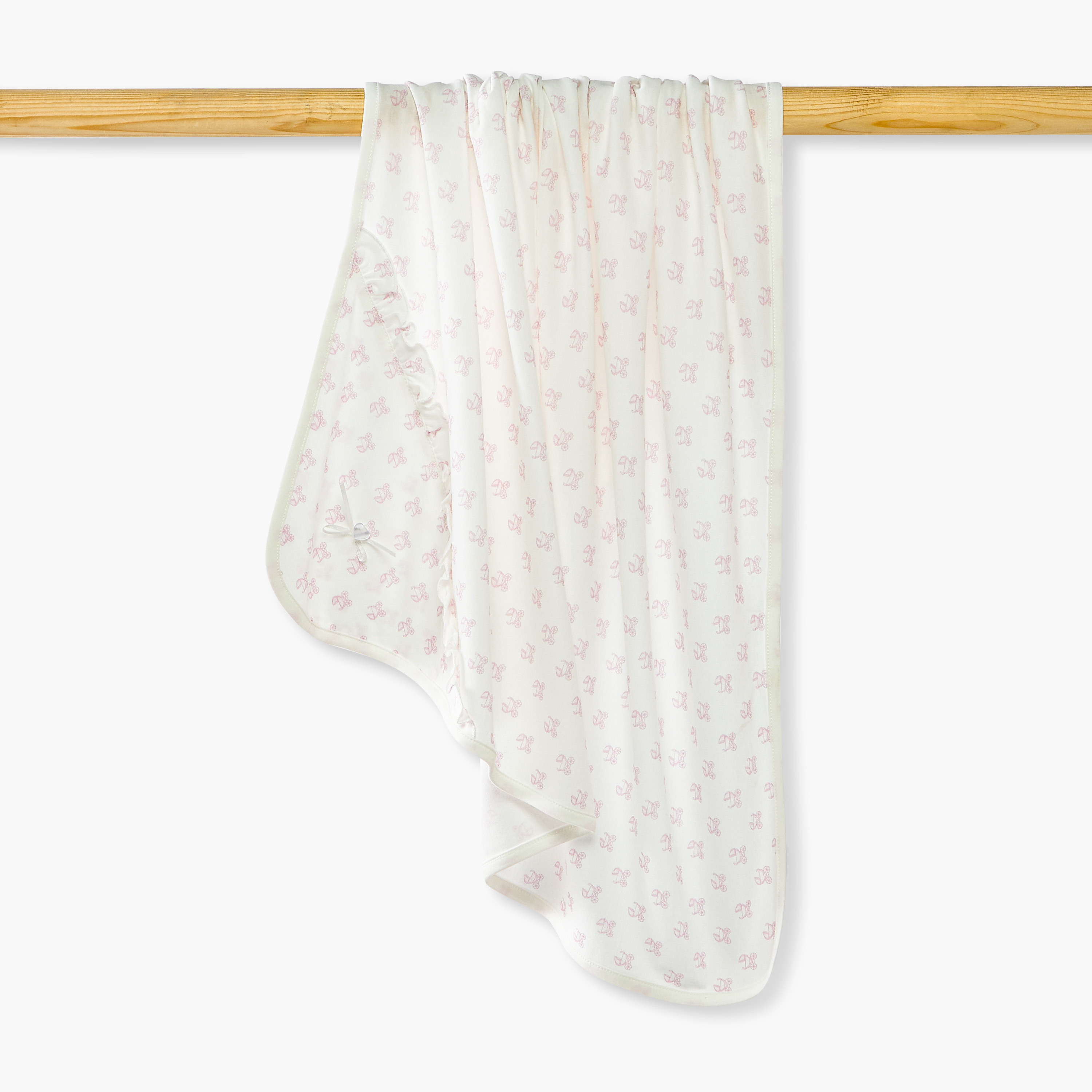 Giggles Printed Receiving Blanket with Bow and Ruffle Detail-baby-nursery-blanketsandswaddles-receivingblankets-image-1