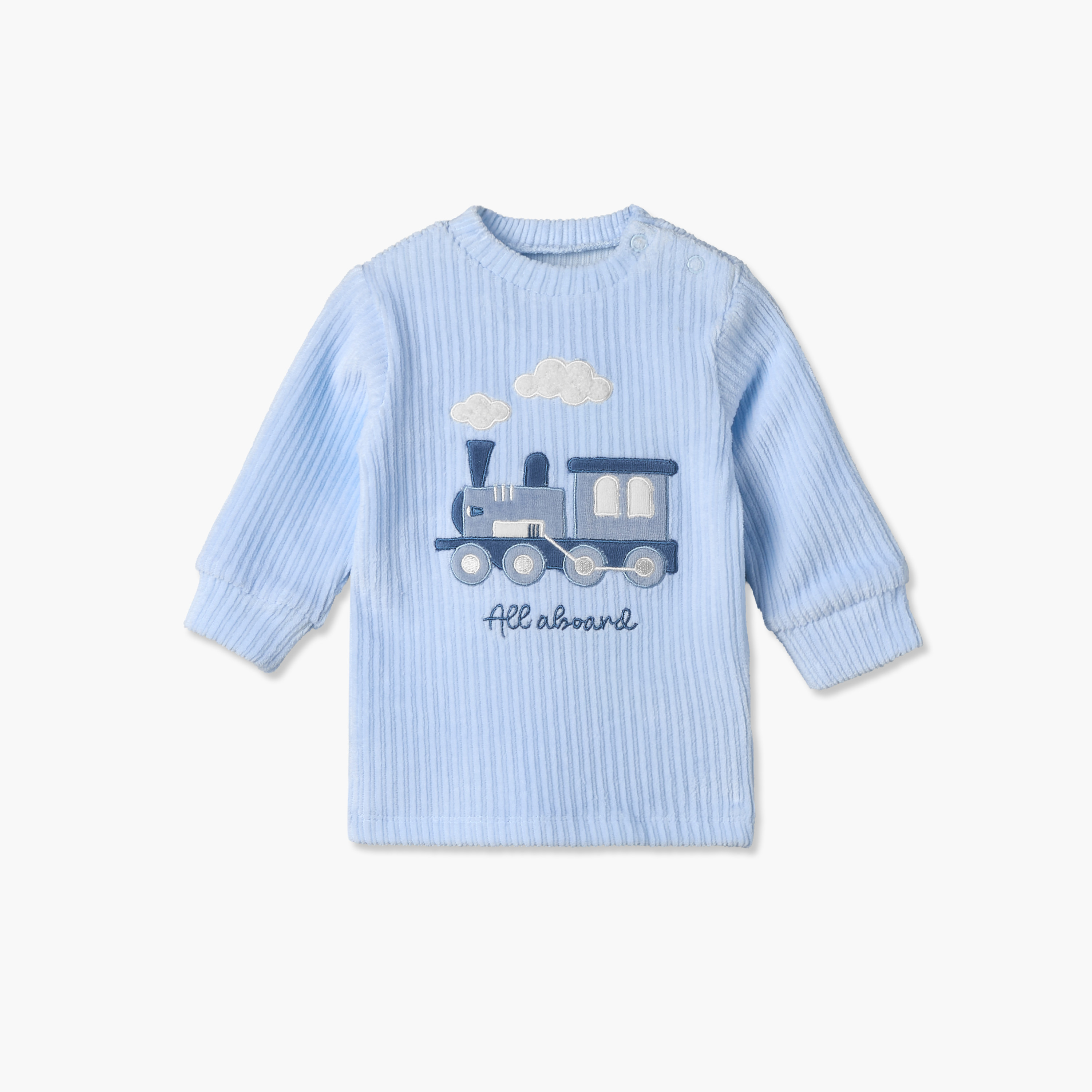 Juniors Crew Neck Long Sleeves Pyjama Set with Rail Engine Applique-baby-boys-clothing-nightwear-pyjamasets-image-3