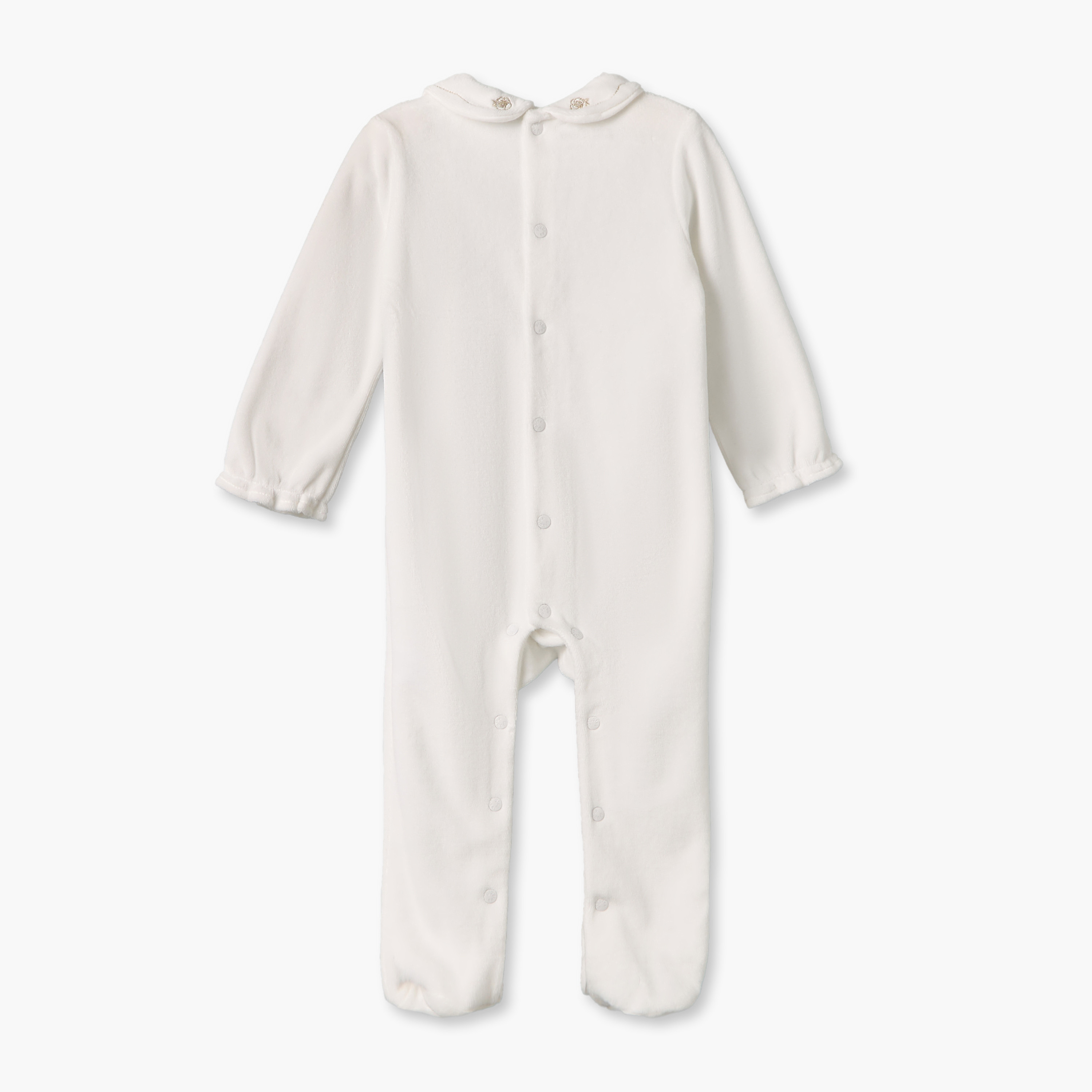 Giggles Cotton Collared Long Sleeves Sleepsuit with Swan Embroidery-baby-girls-clothing-nightwear-sleepsuits-image-2