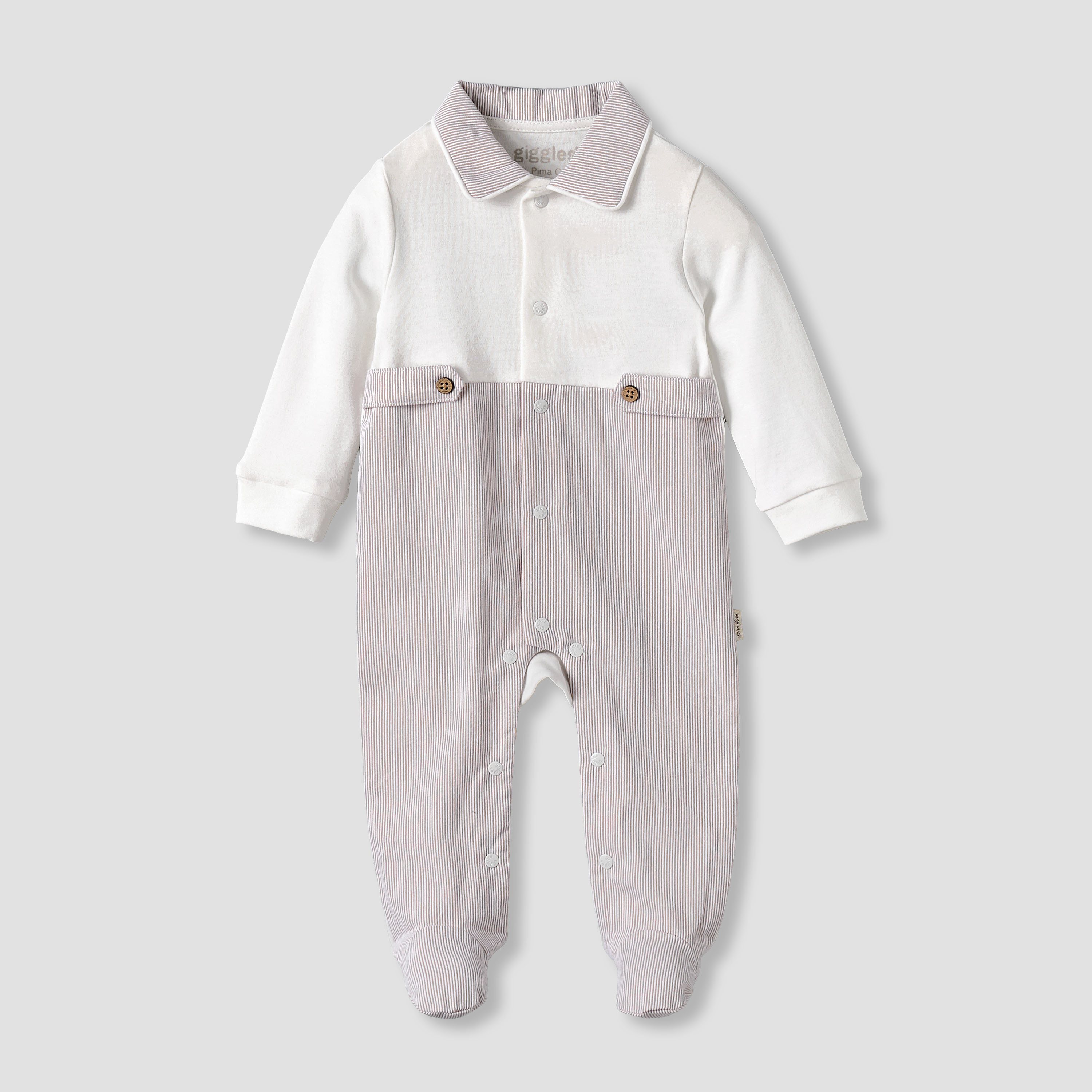 Giggles Cotton Collared Long Sleeves Sleepsuit with Snap Button Closure-baby-boys-clothing-nightwear-sleepsuits-image-2