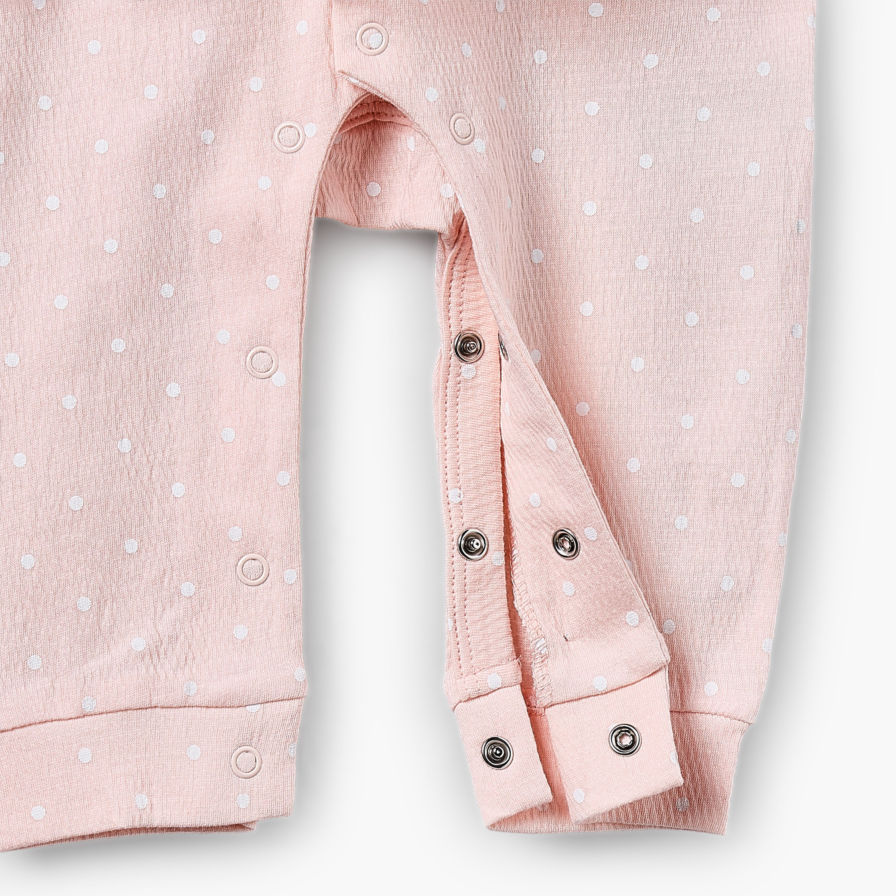 Juniors Round Neck Long Sleeves Sleepsuit with Polka Dot Print-baby-girls-clothing-nightwear-sleepsuits-image-4
