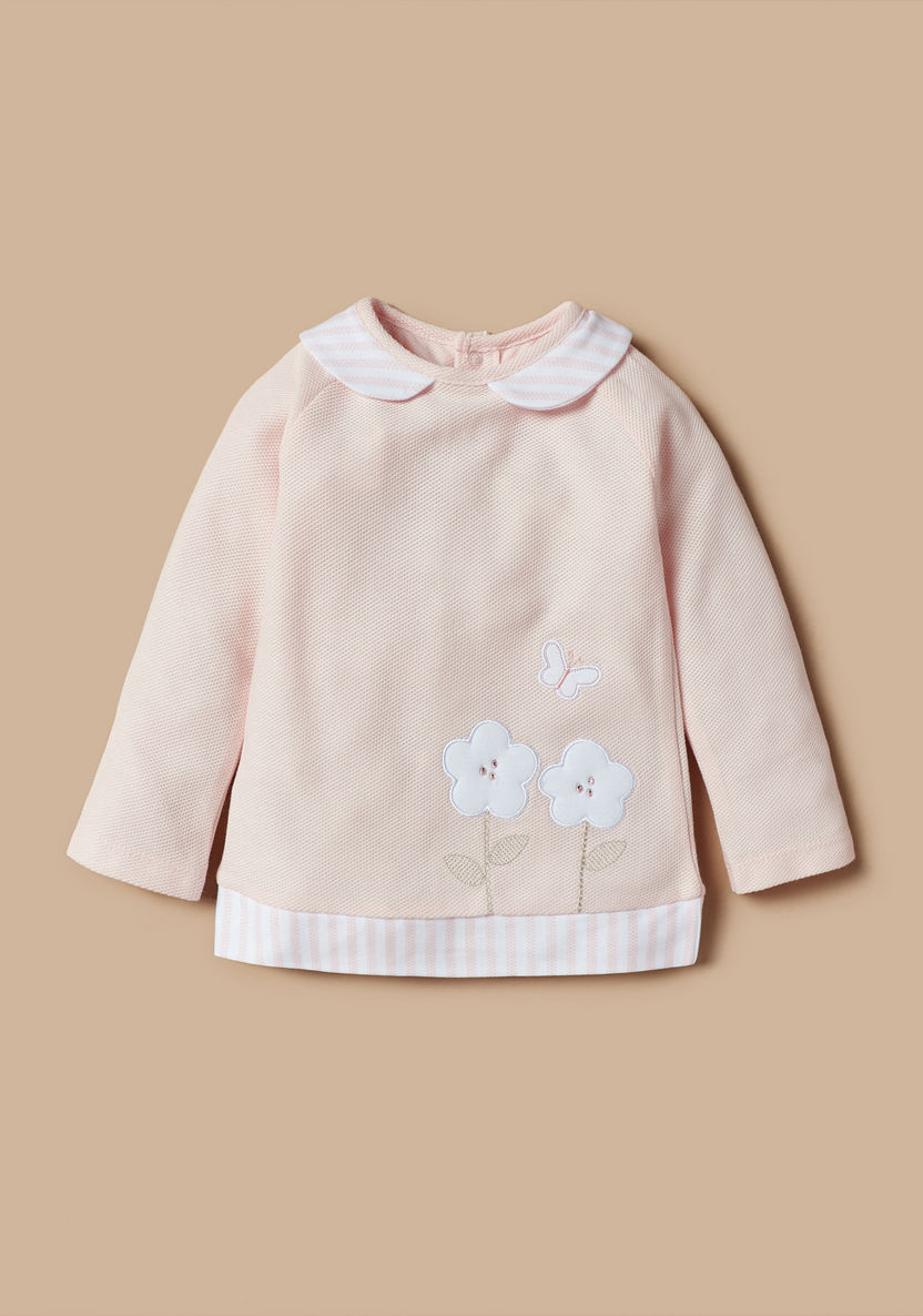 Giggles Floral Applique Shirt and Pyjama Set-Pyjama Sets-image-1