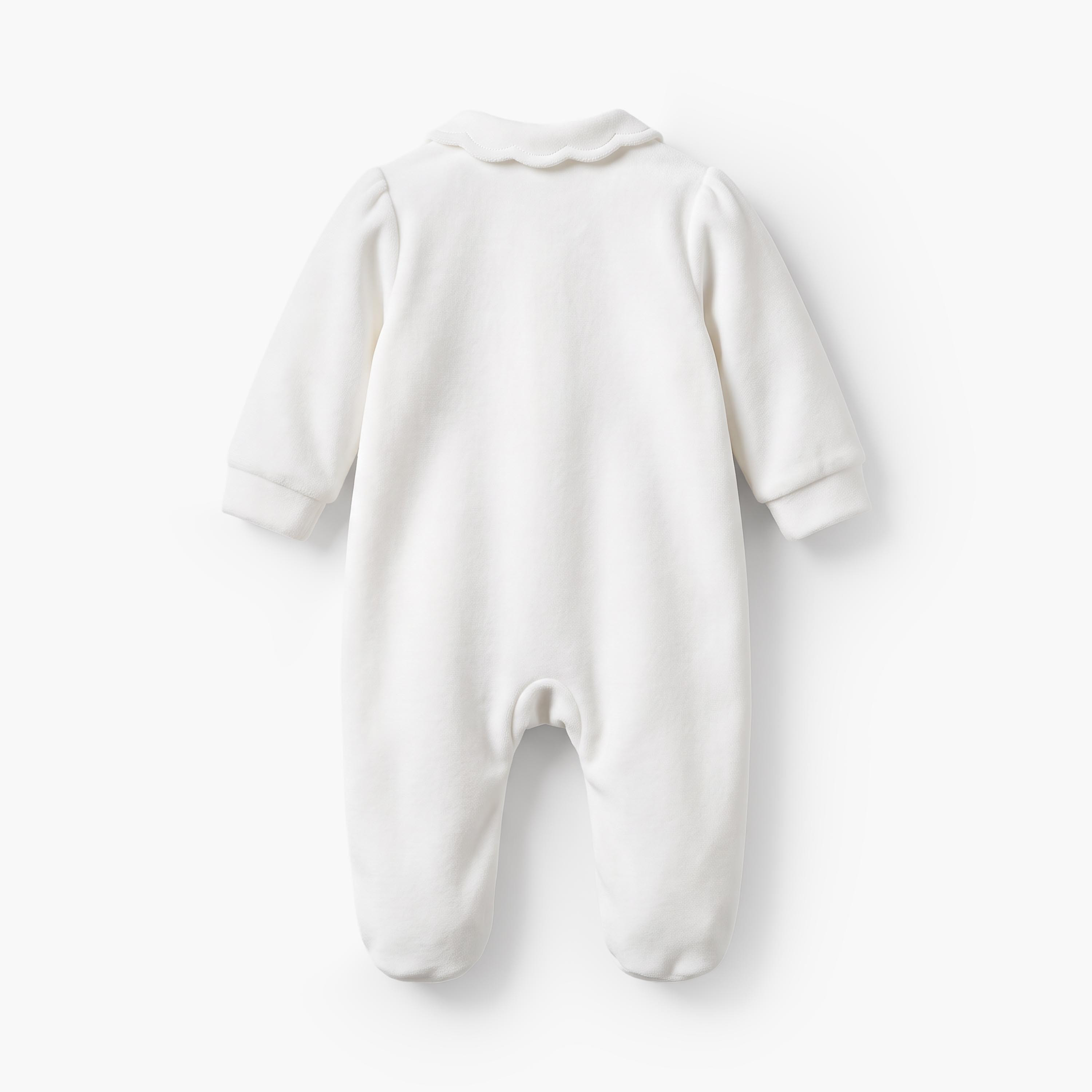 Giggles Cotton Collared Long Sleeves Sleepsuit with Swan Embroidery-baby-girls-clothing-nightwear-sleepsuits-image-2