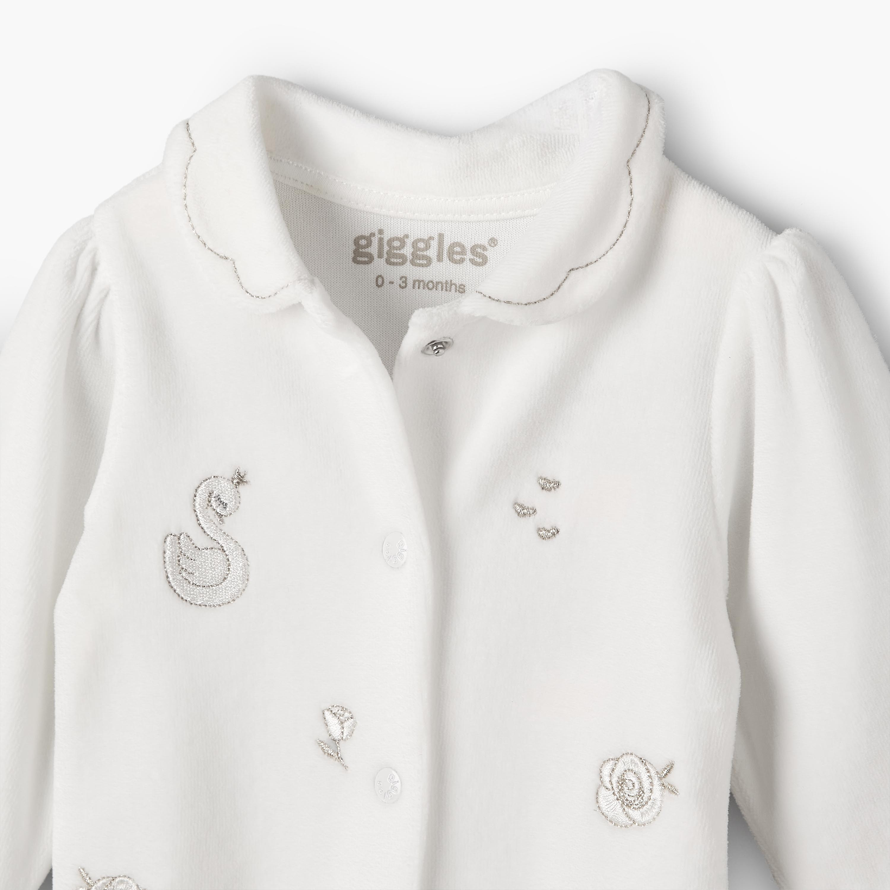 Giggles Cotton Collared Long Sleeves Sleepsuit with Swan Embroidery-baby-girls-clothing-nightwear-sleepsuits-image-3
