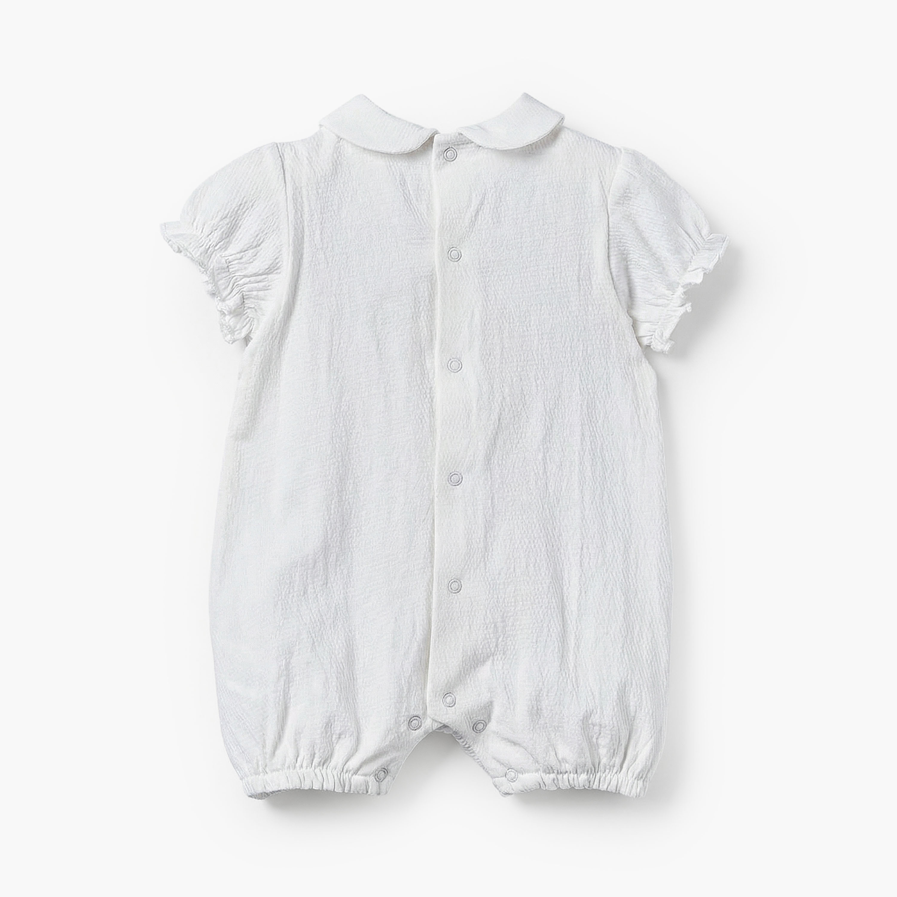 Juniors Peter Pan Collar Short Sleeves Romper with Print-baby-girls-clothing-rompers-image-2