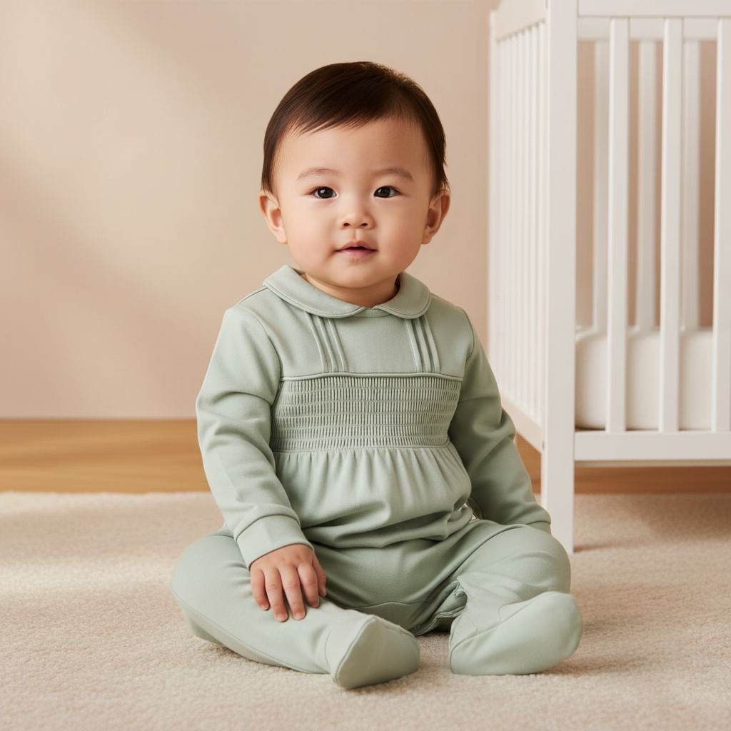 Giggles Pintuck Closed Feet Sleepsuit with Long Sleeves-baby-boys-clothing-nightwear-sleepsuits-image-8