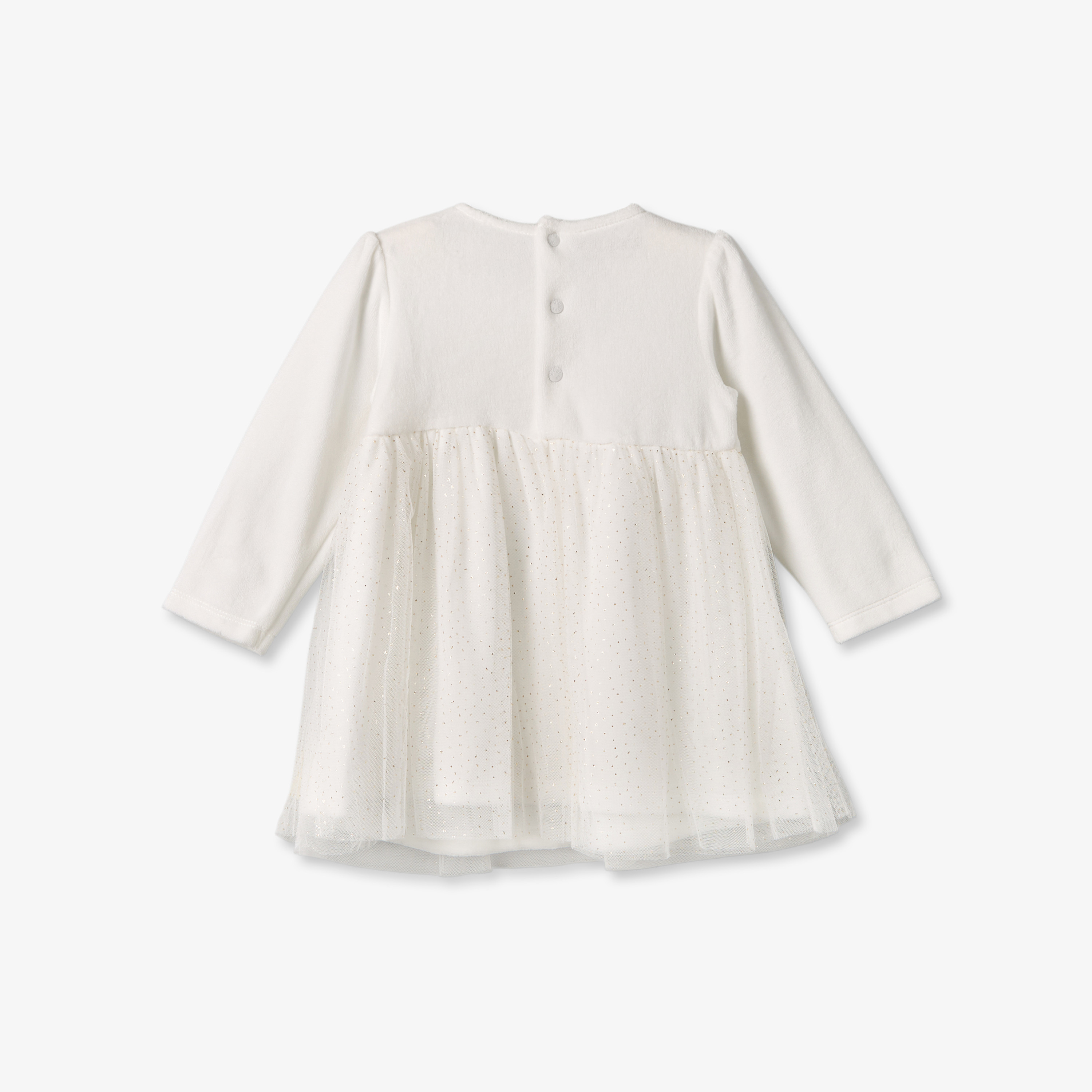 فستان بطول الركبة بأكمام طويلة وياقة مستديرة وتطريز بجعة من جيجلز-baby-girls-clothing-winterwear-dresses-image-2