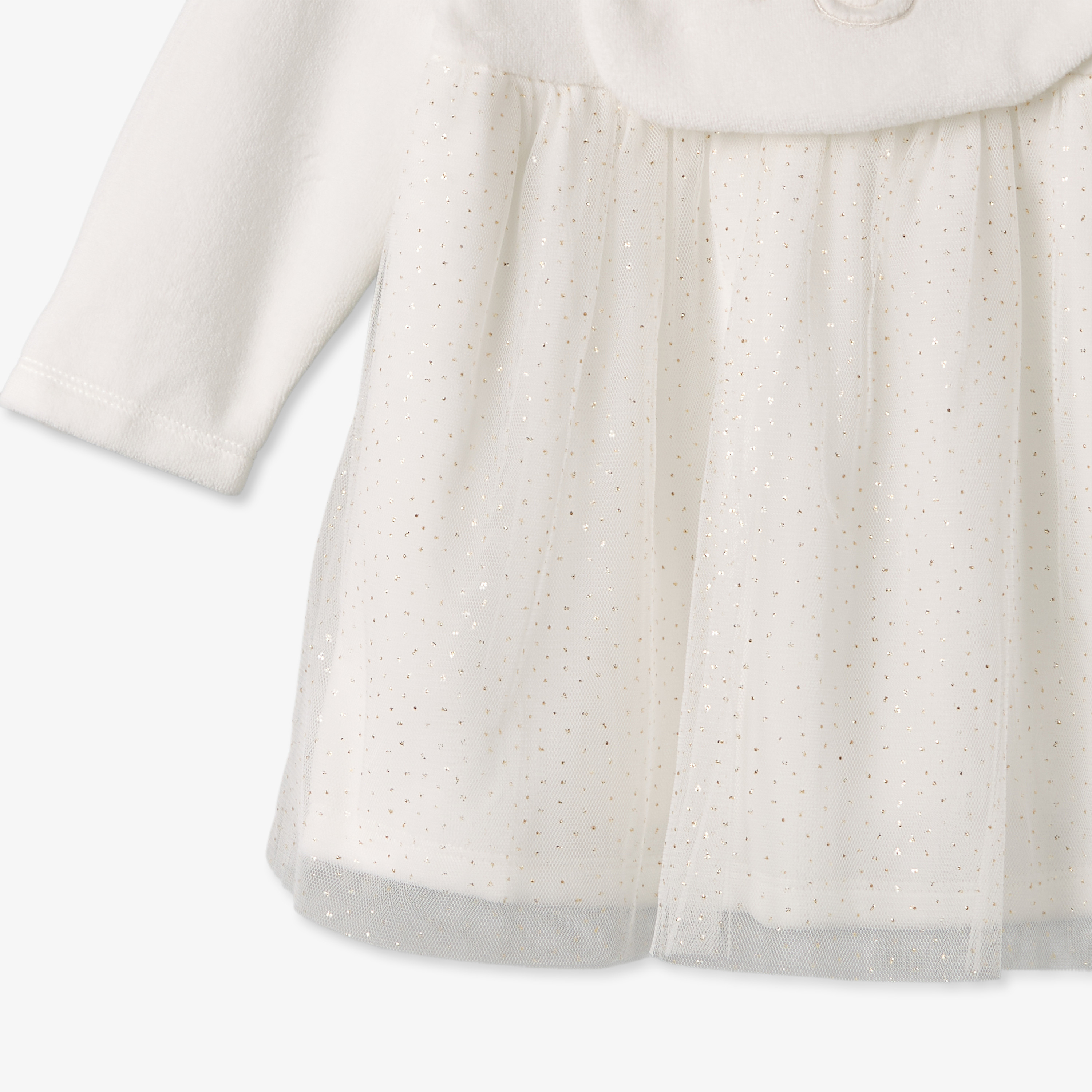 فستان بطول الركبة بأكمام طويلة وياقة مستديرة وتطريز بجعة من جيجلز-baby-girls-clothing-winterwear-dresses-image-5