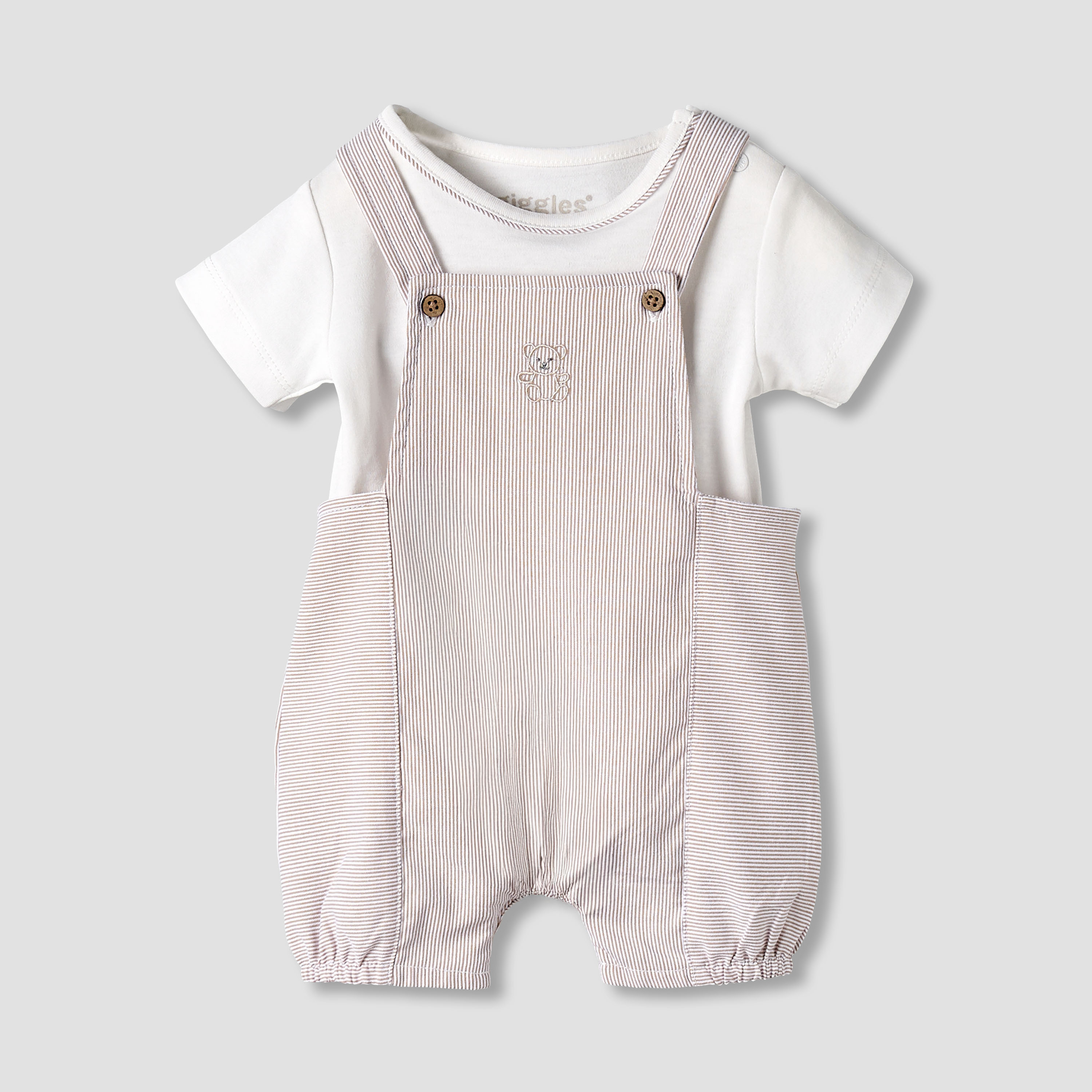 Giggles Round Neck Short Sleeve T-shirt and Dungaree Set with Snap Button Closure-baby-boys-clothing-setsandcoords-image-1