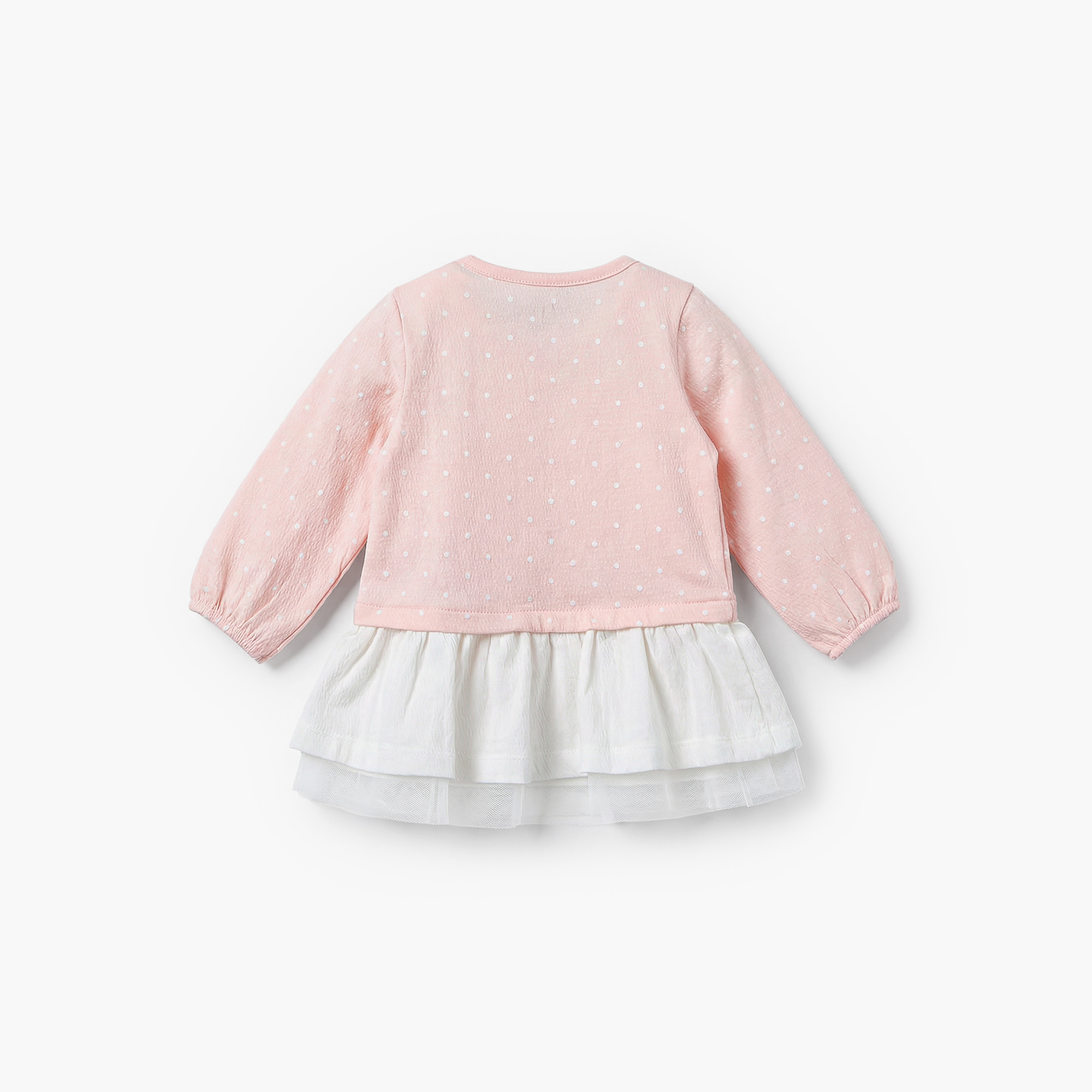 فستان متعدد الطبقات بأكمام طويلة وياقة مستديرة وطبعات منقطة من جونيورز-baby-girls-clothing-dressesandjumpsuits-image-3