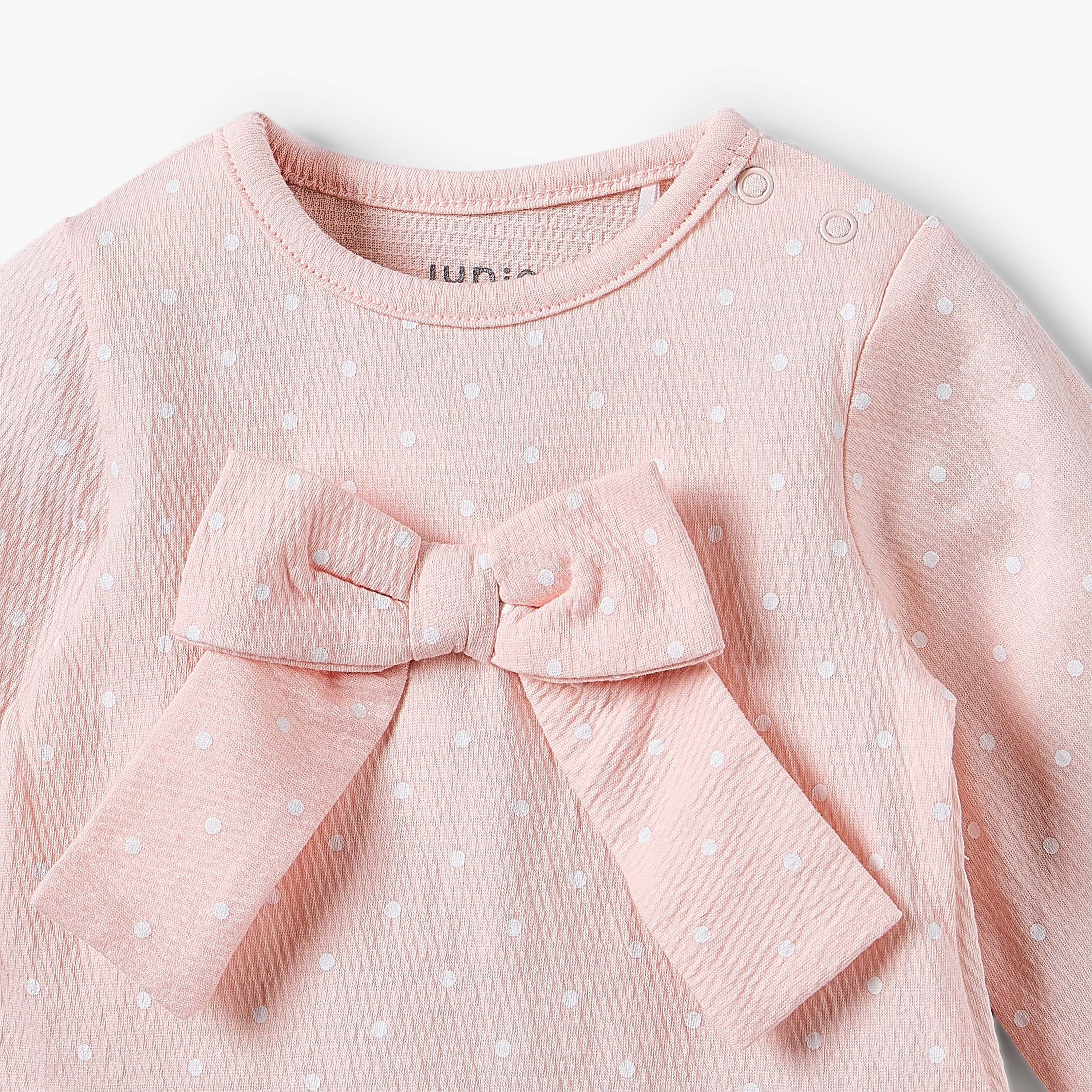 فستان متعدد الطبقات بأكمام طويلة وياقة مستديرة وطبعات منقطة من جونيورز-baby-girls-clothing-dressesandjumpsuits-image-4