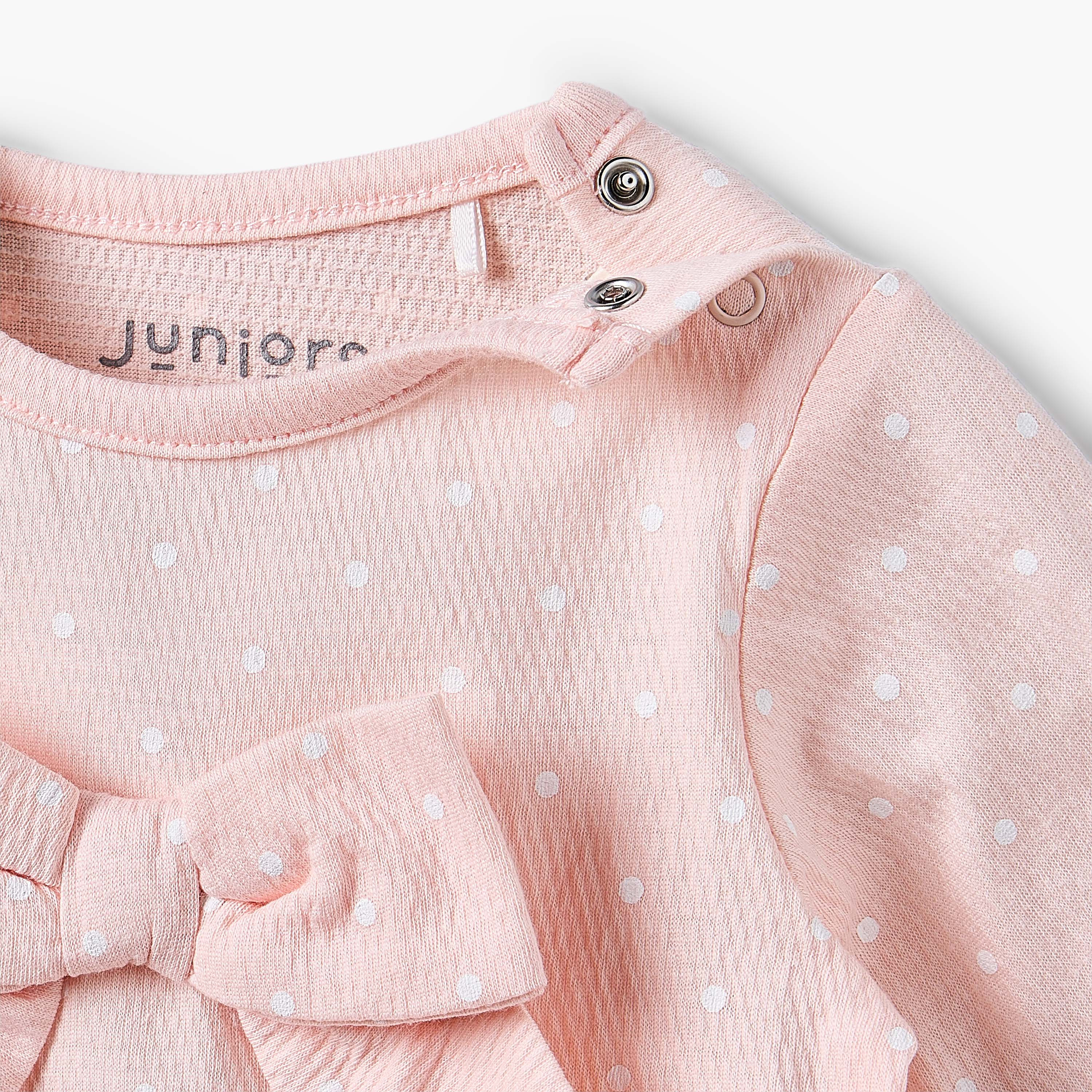 فستان متعدد الطبقات بأكمام طويلة وياقة مستديرة وطبعات منقطة من جونيورز-baby-girls-clothing-dressesandjumpsuits-image-5