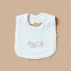 Giggles Floral Applique Bib with Snap Button Closure