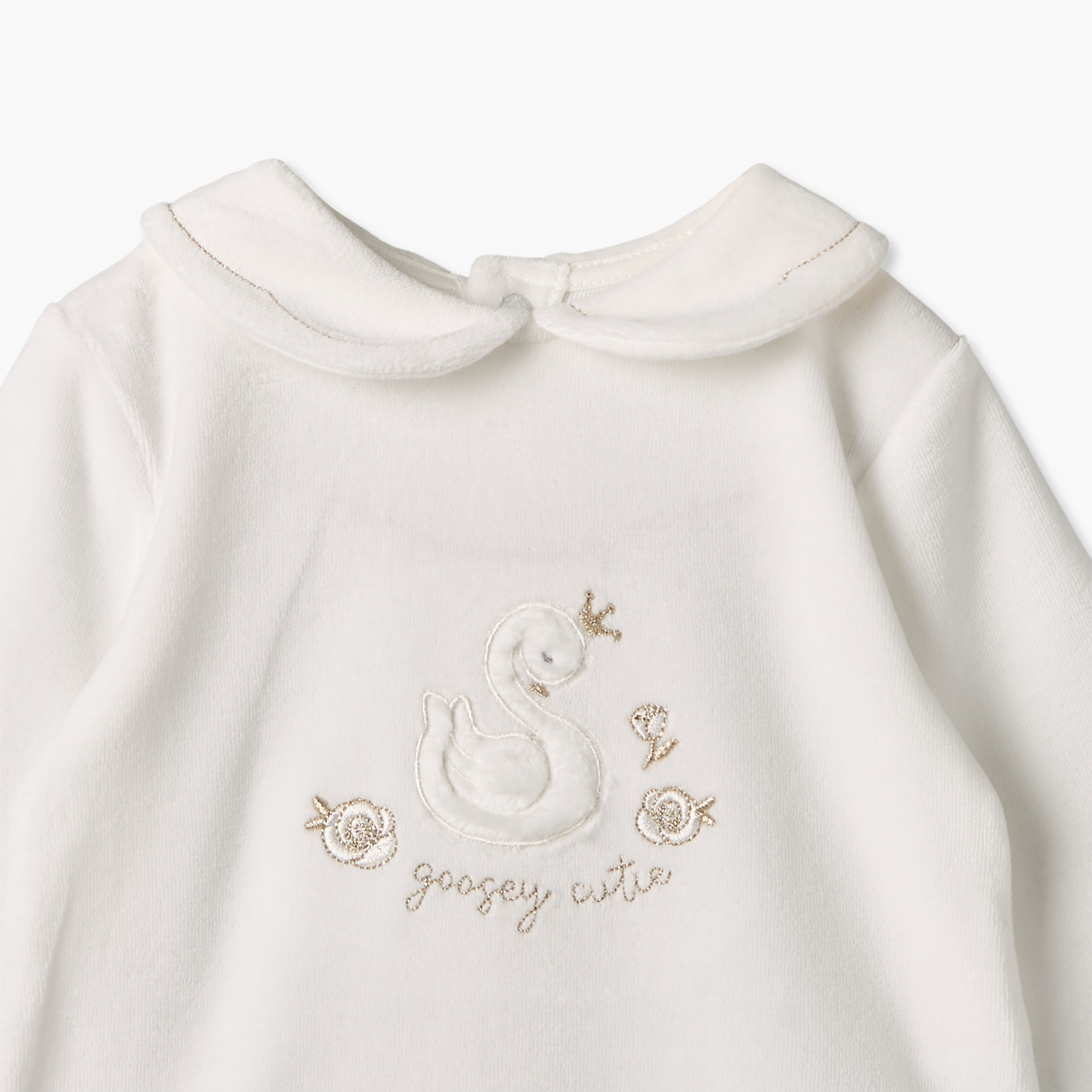 طقم بيجاما قطن بياقة عادية وأكمام طويلة وتطريزات بجعة من جيجلز-baby-girls-clothing-nightwear-pyjamasets-image-6