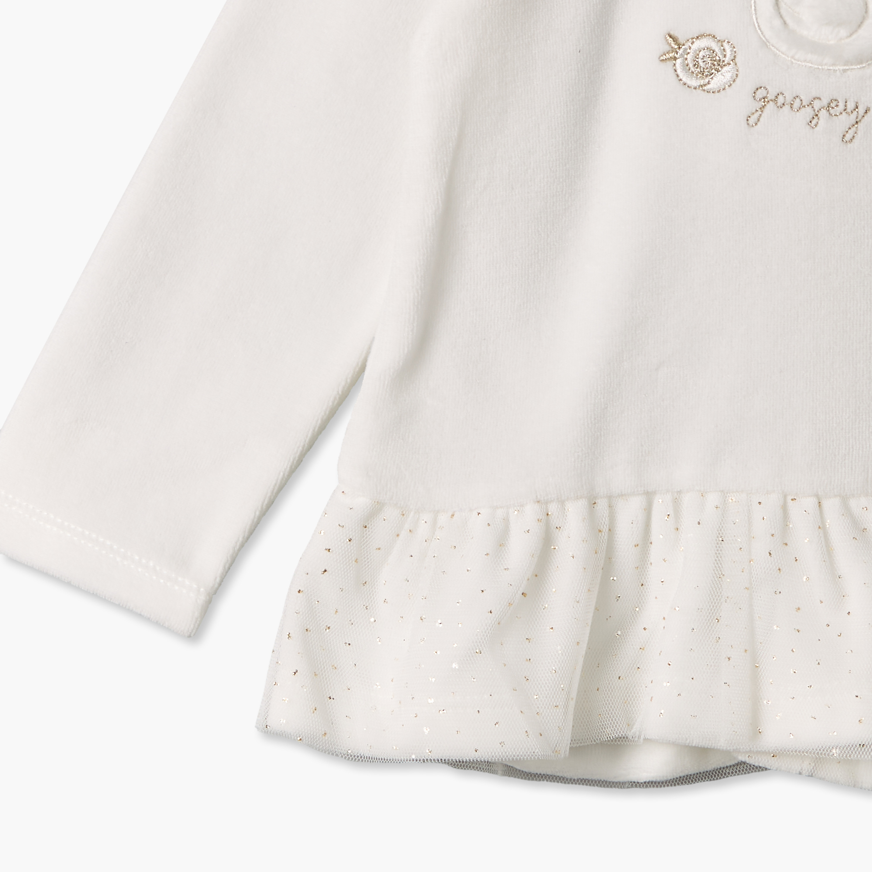 طقم بيجاما قطن بياقة عادية وأكمام طويلة وتطريزات بجعة من جيجلز-baby-girls-clothing-nightwear-pyjamasets-image-8