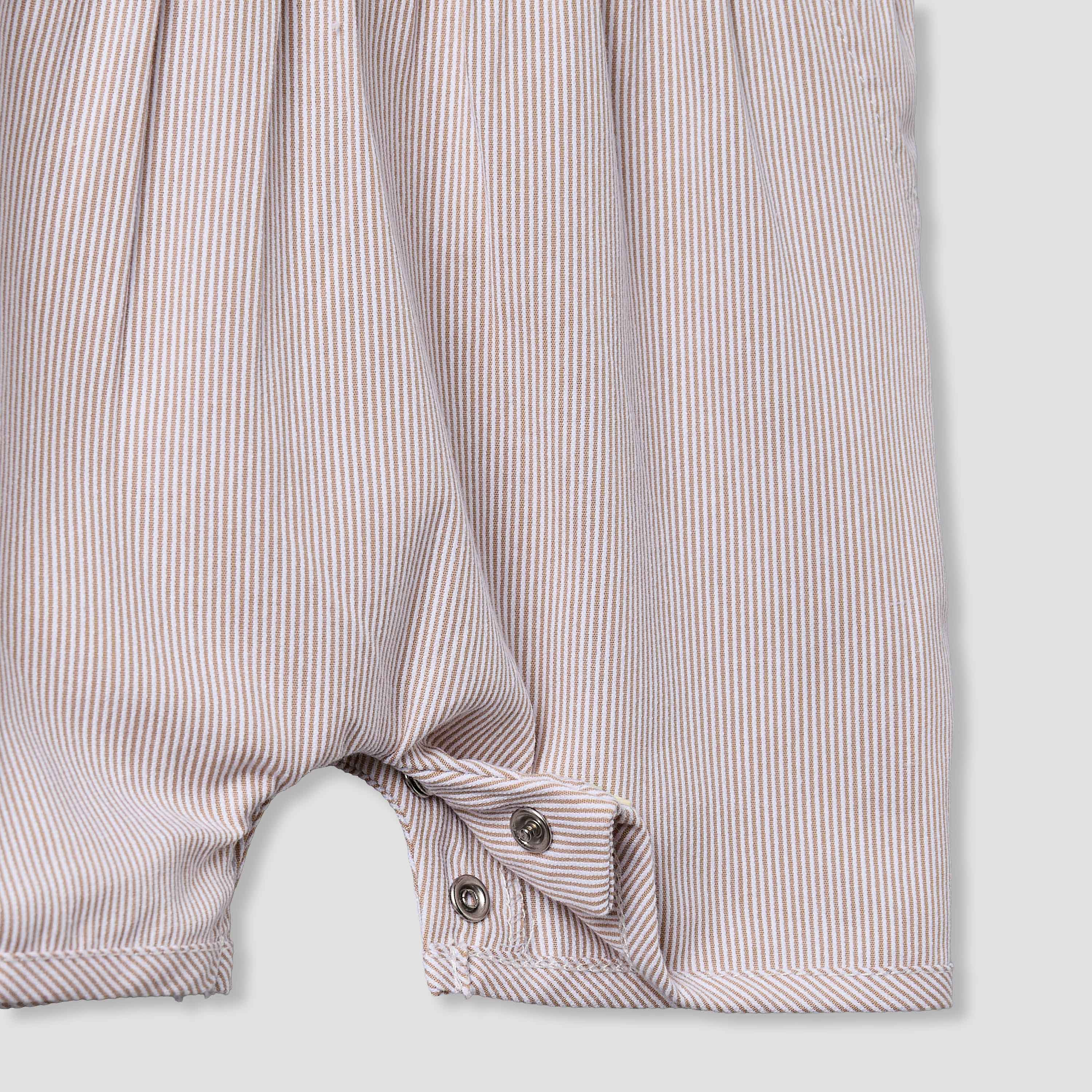 Giggles Peter Pan Collar Short Sleeve Romper with Snap Button Closure-baby-boys-clothing-rompers-image-5