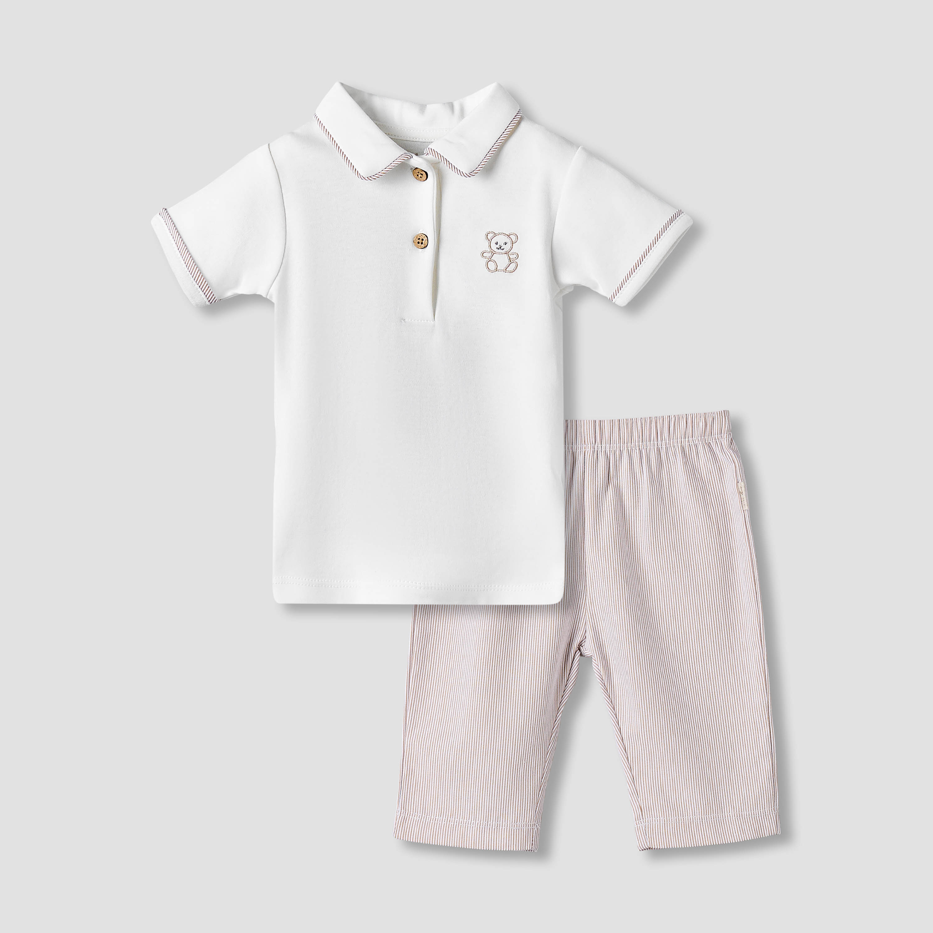 Giggles Cotton Collared Short Sleeves Pyjama Set with Striped Design-baby-boys-clothing-nightwear-pyjamasets-image-2