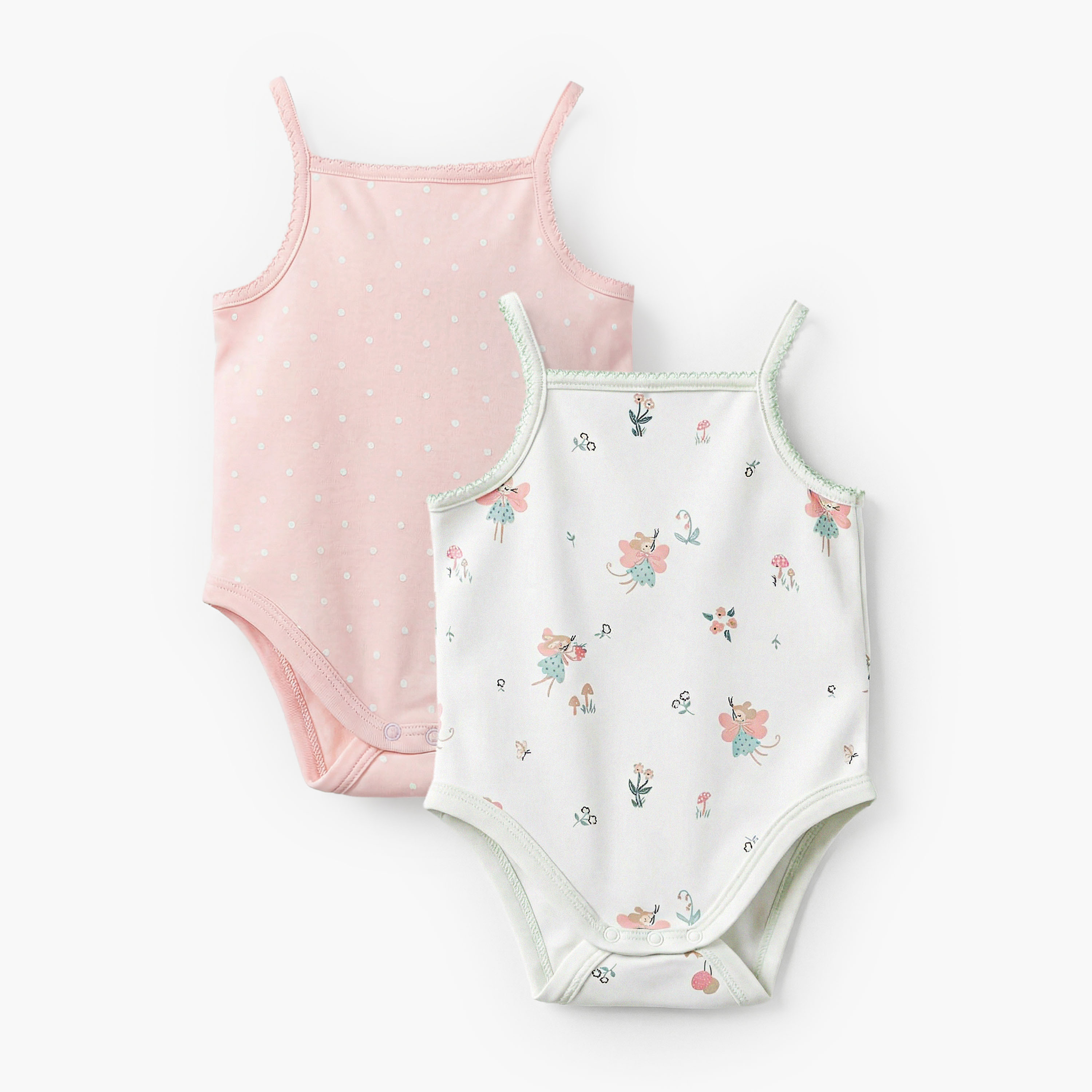 Pack of 2 Juniors Square Neck Strappy Bodysuit with Print-baby-girls-clothing-bodysuits-image-1