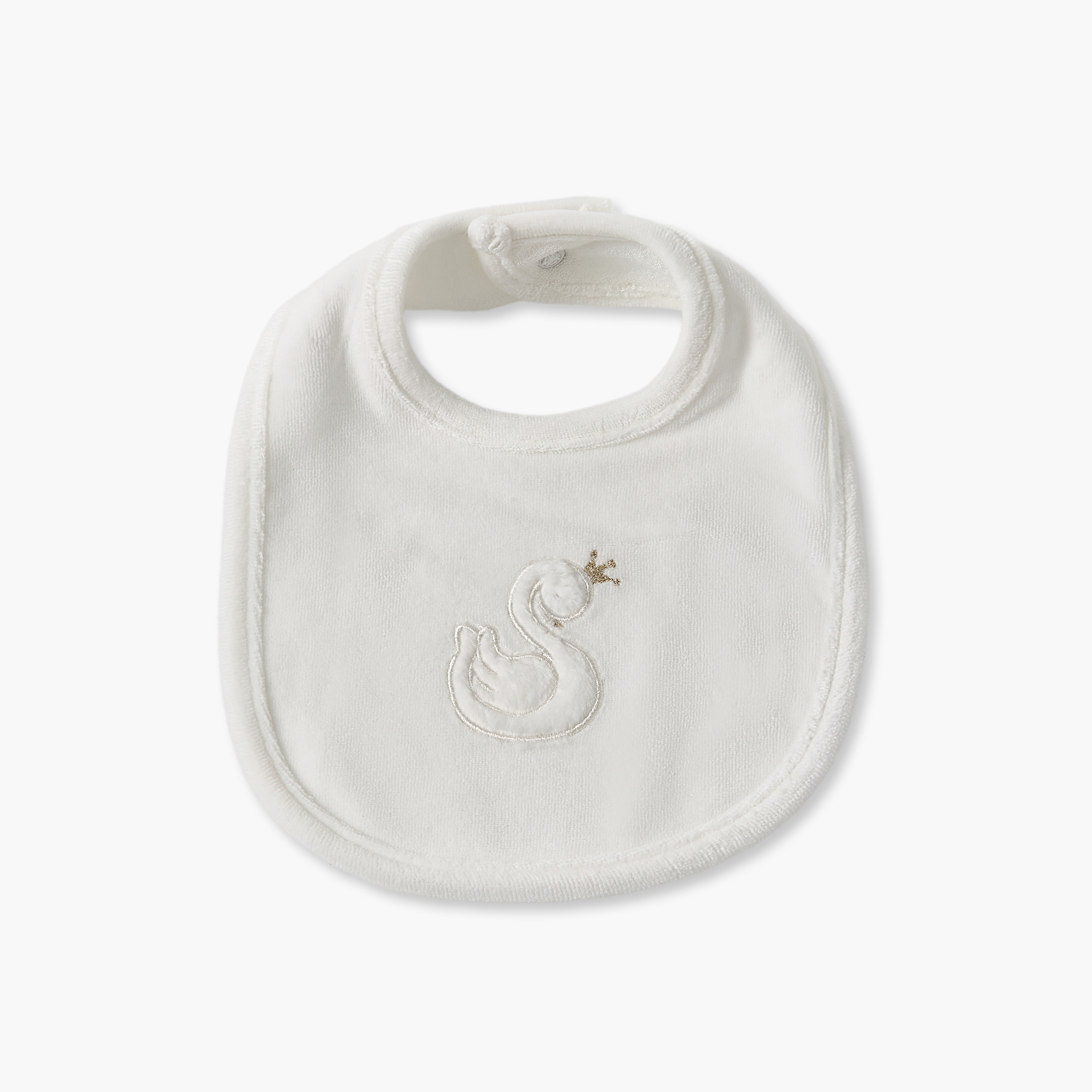 Giggles Baby Bib with Swan Applique-baby-feeding-bibs-image-1