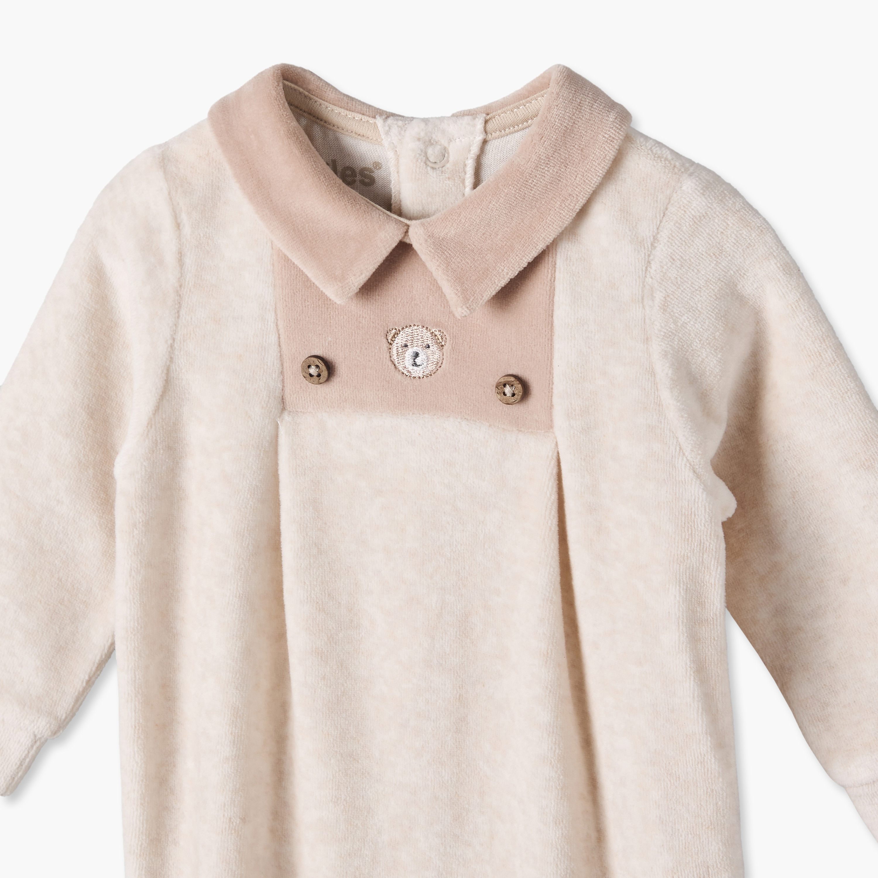 Giggles Collared Long Sleeves Sleepsuit with Bear Embroidery-baby-boys-clothing-nightwear-sleepsuits-image-4