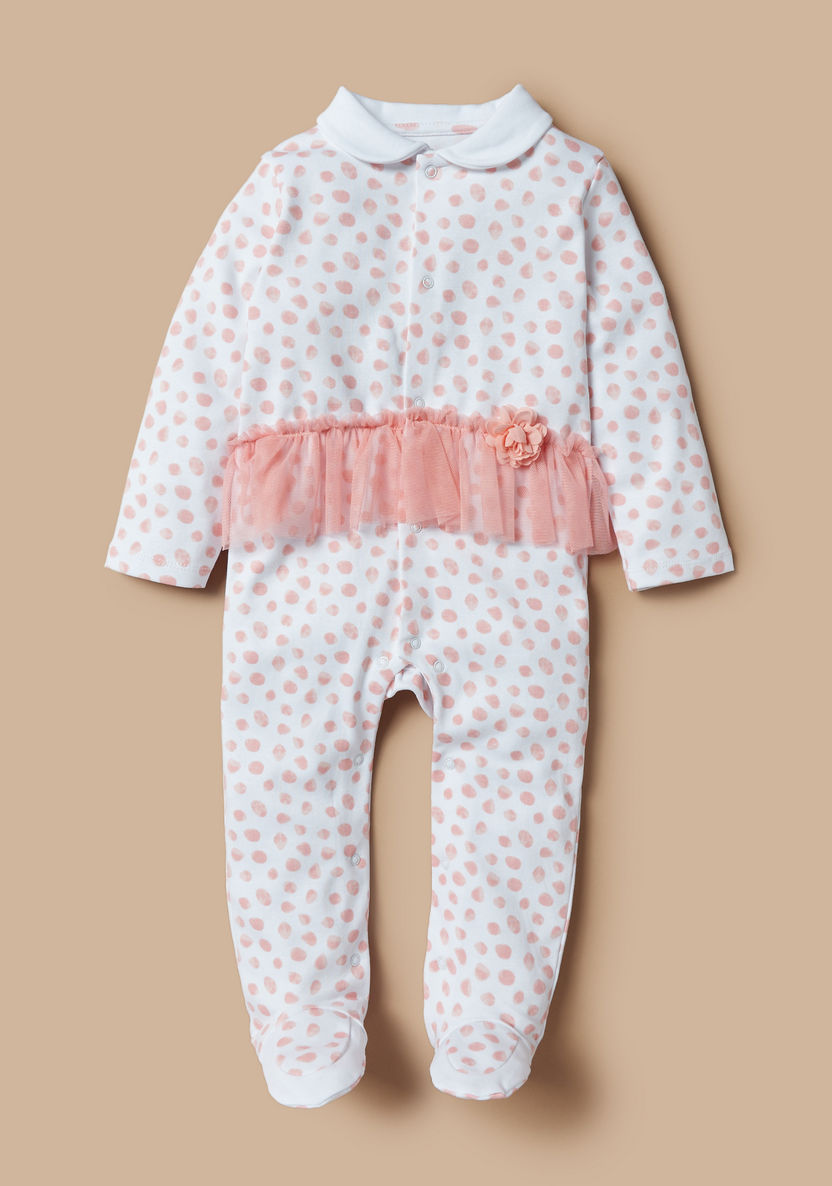 Juniors All-Over Print Closed Feet Sleepsuit with Ruffles-Sleepsuits-image-0
