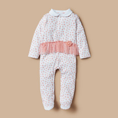 Juniors All-Over Print Closed Feet Sleepsuit with Ruffles