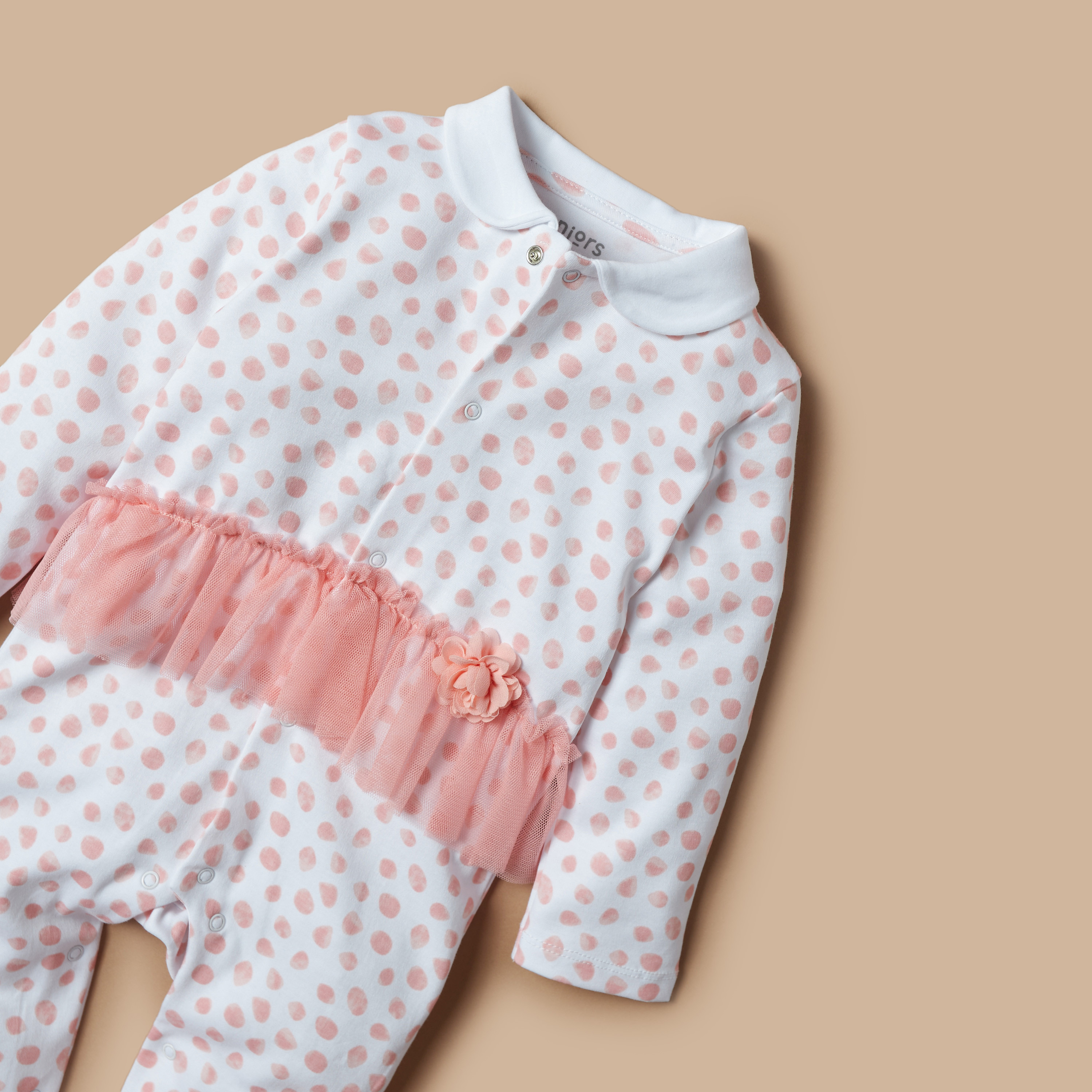 Juniors All-Over Print Closed Feet Sleepsuit with Ruffles-baby-girls-clothing-nightwear-sleepsuits-image-2