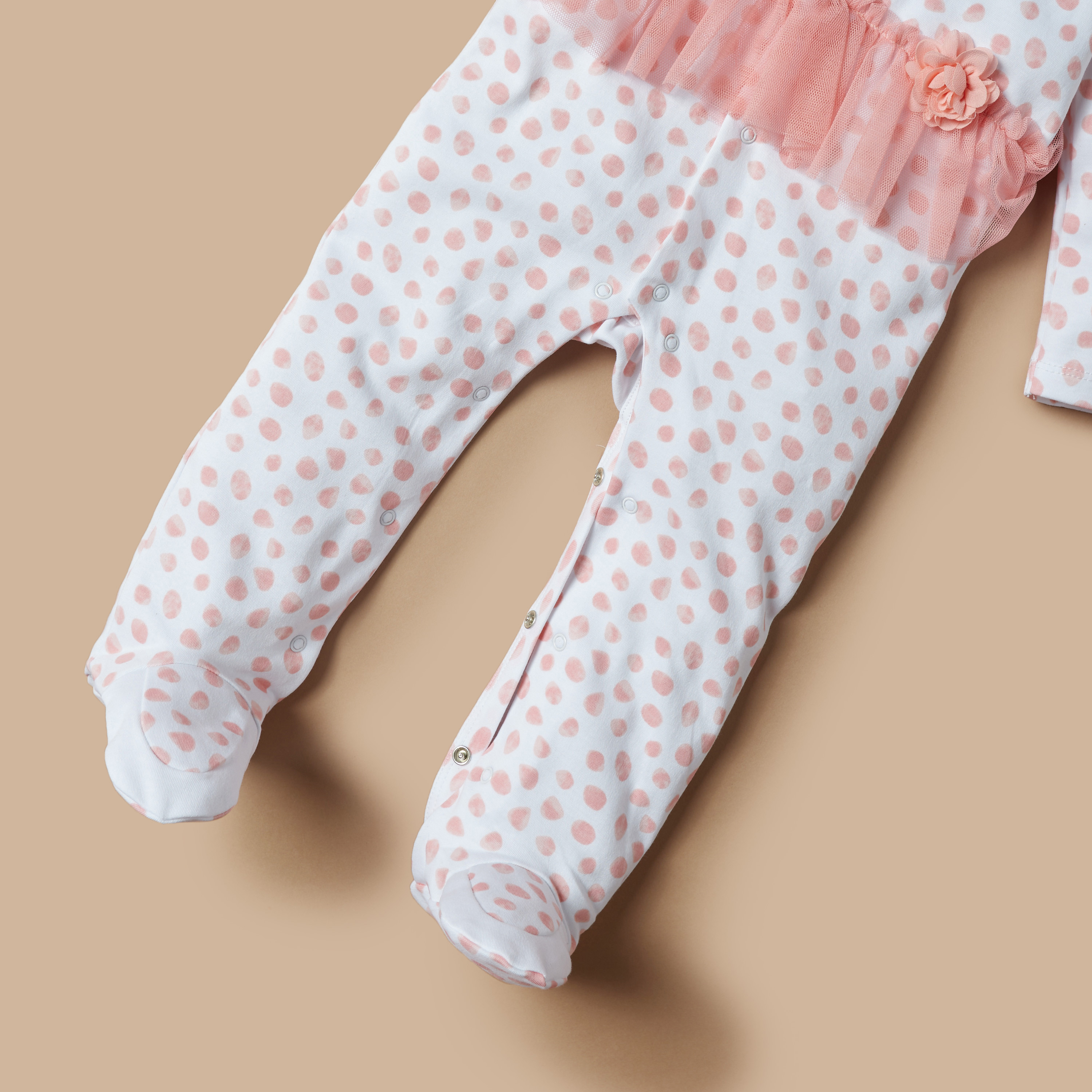 Juniors All-Over Print Closed Feet Sleepsuit with Ruffles-baby-girls-clothing-nightwear-sleepsuits-image-3