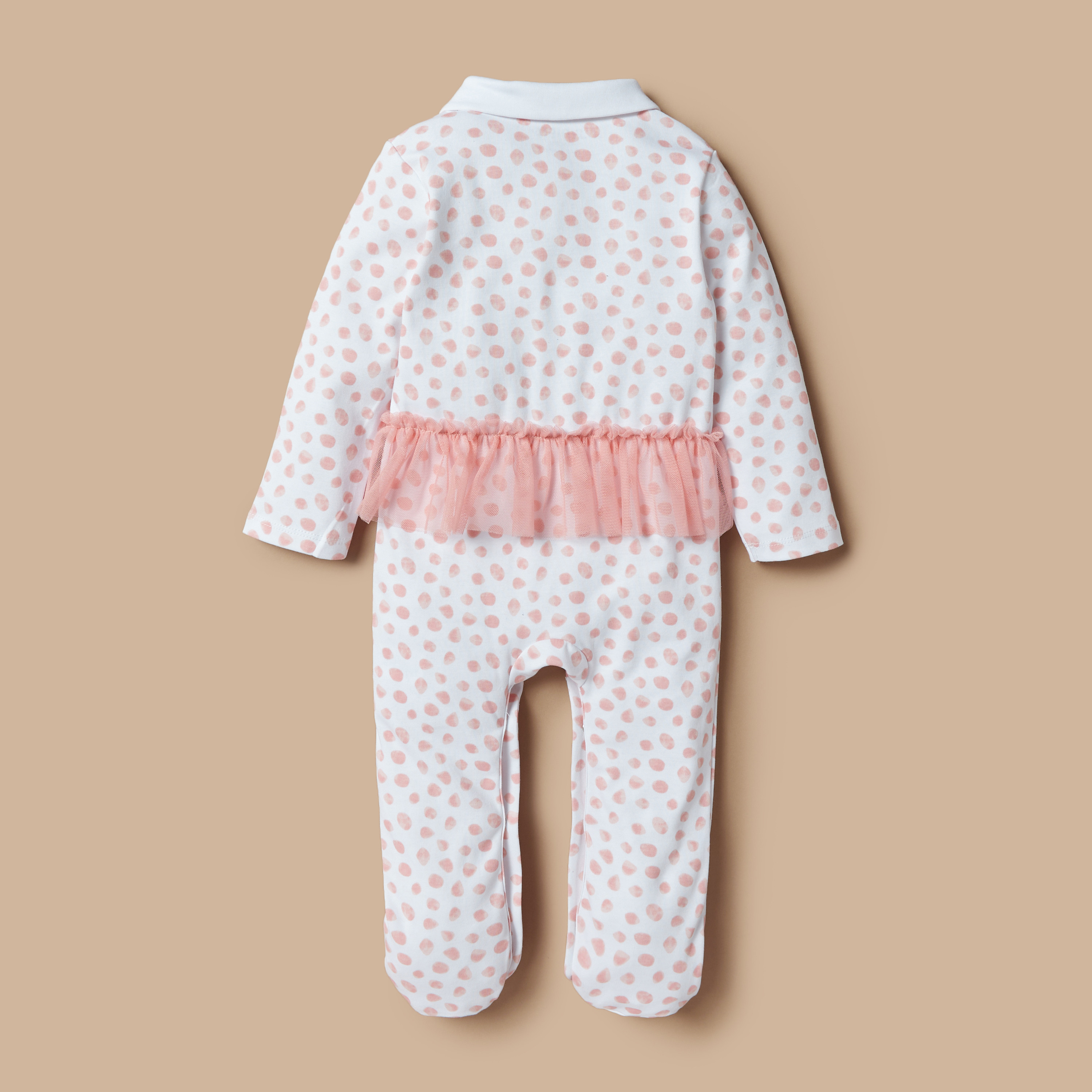 Juniors All-Over Print Closed Feet Sleepsuit with Ruffles-baby-girls-clothing-nightwear-sleepsuits-image-4
