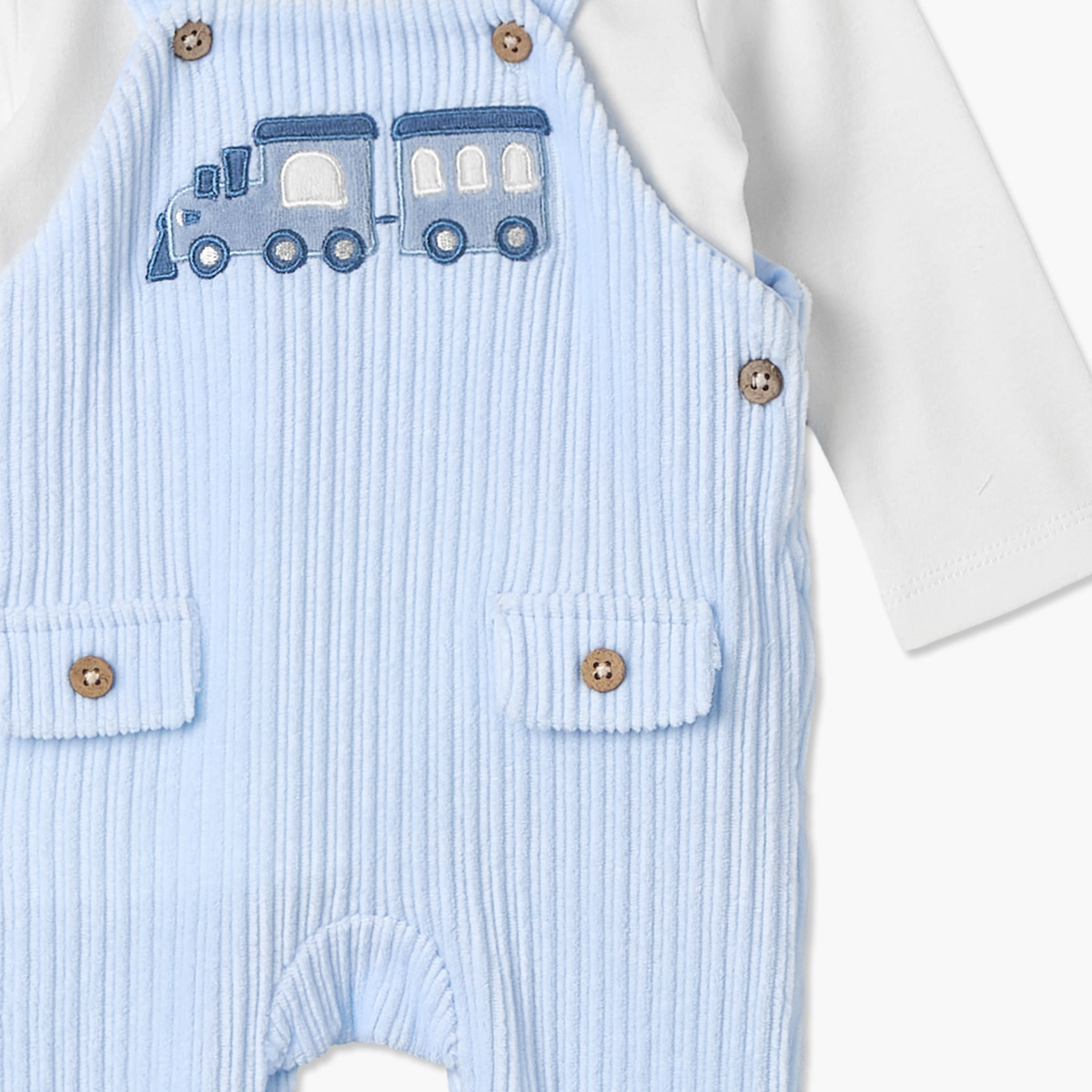 Juniors Crew Neck Long Sleeves T-shirt and Dungaree Set with Snap Button Closure-baby-boys-clothing-winterwear-setsandcoords-image-6