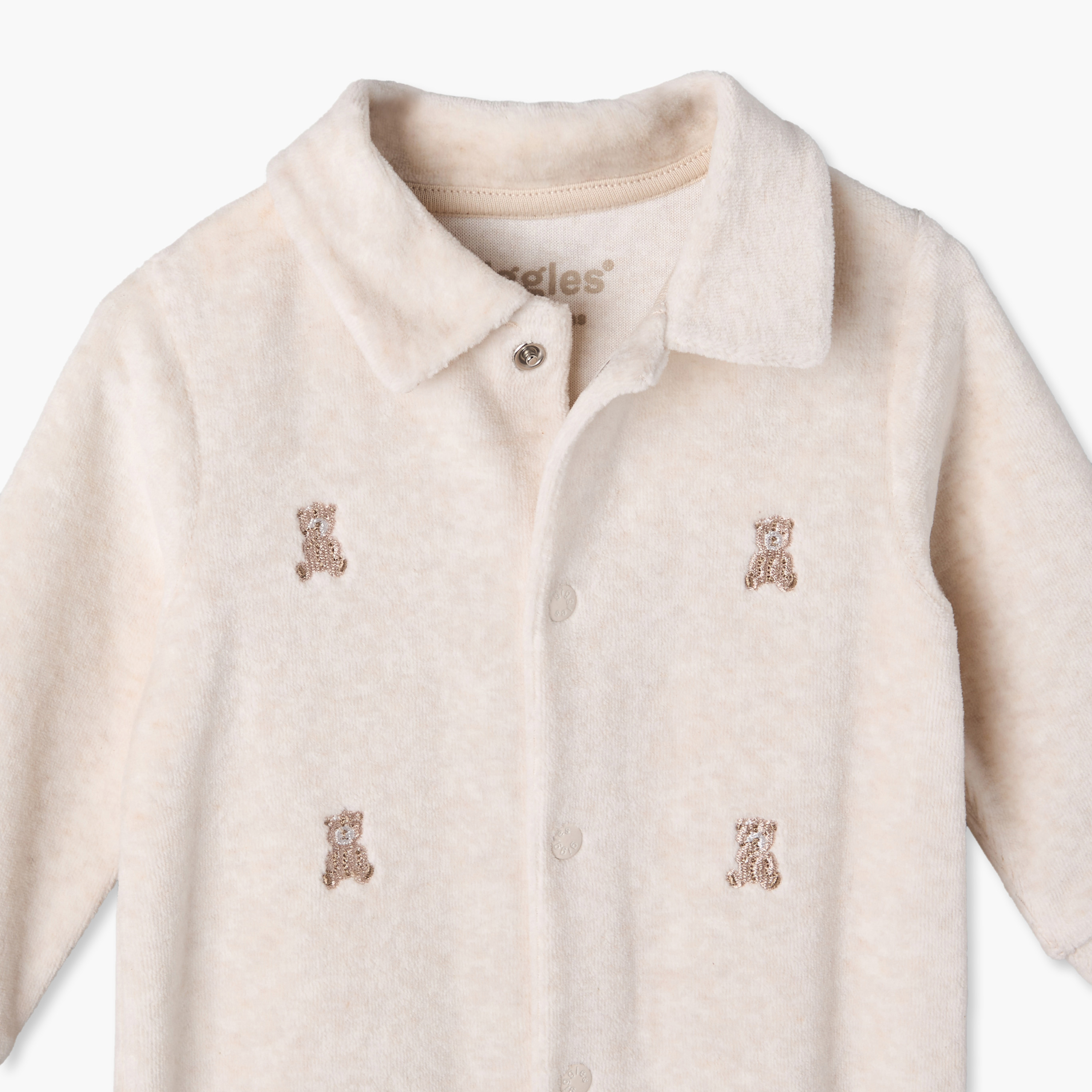 بدلة نوم بياقة عادية وأكمام طويلة وتطريزات دب من جيجلز-baby-boys-clothing-nightwear-sleepsuits-image-4