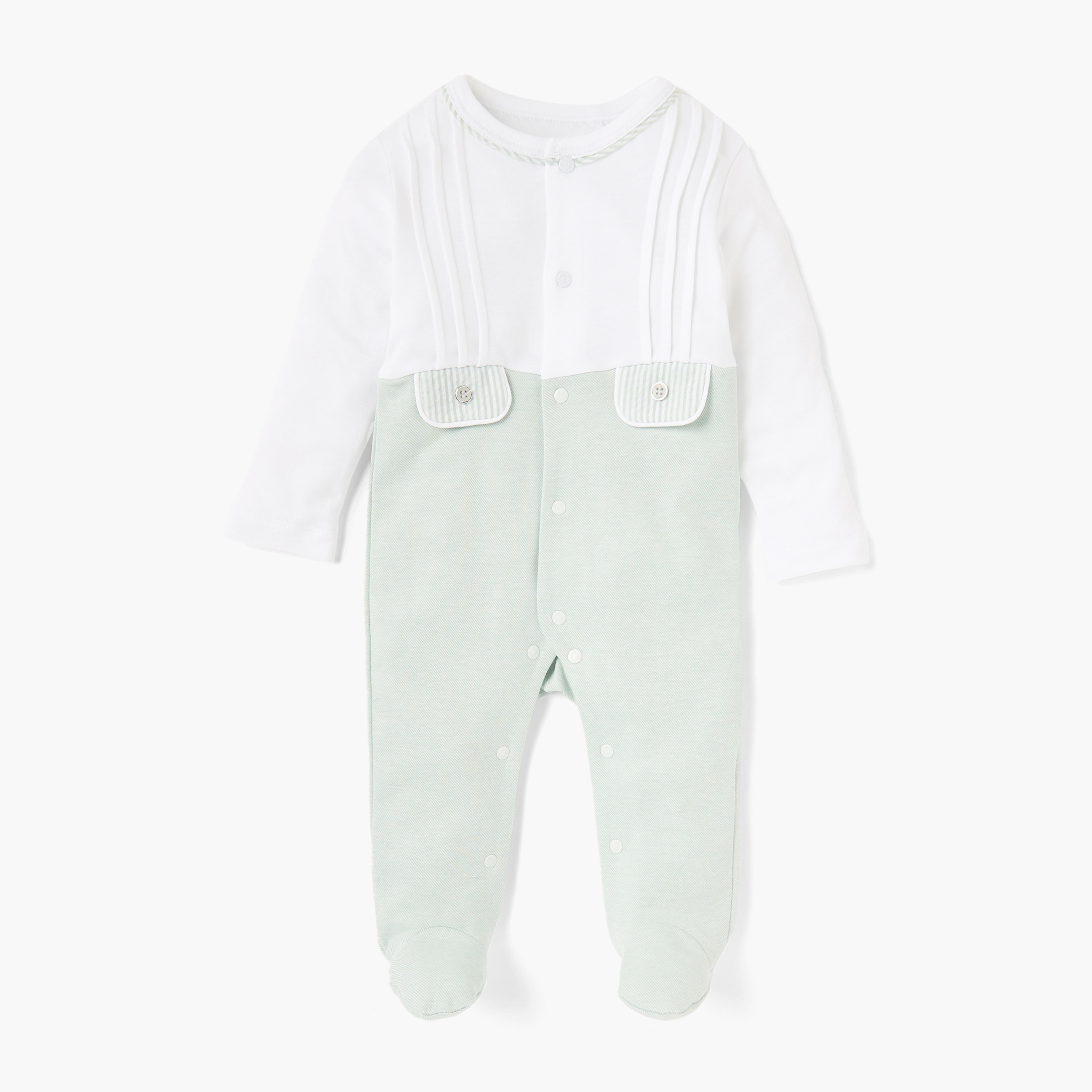 Giggles Colourblock Closed Feet Sleepsuit with Button Closure-baby-boys-clothing-nightwear-sleepsuits-image-1