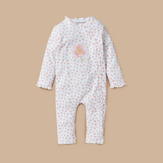 Juniors All-Over Print Sleepsuit with Button Closure and Ruffles