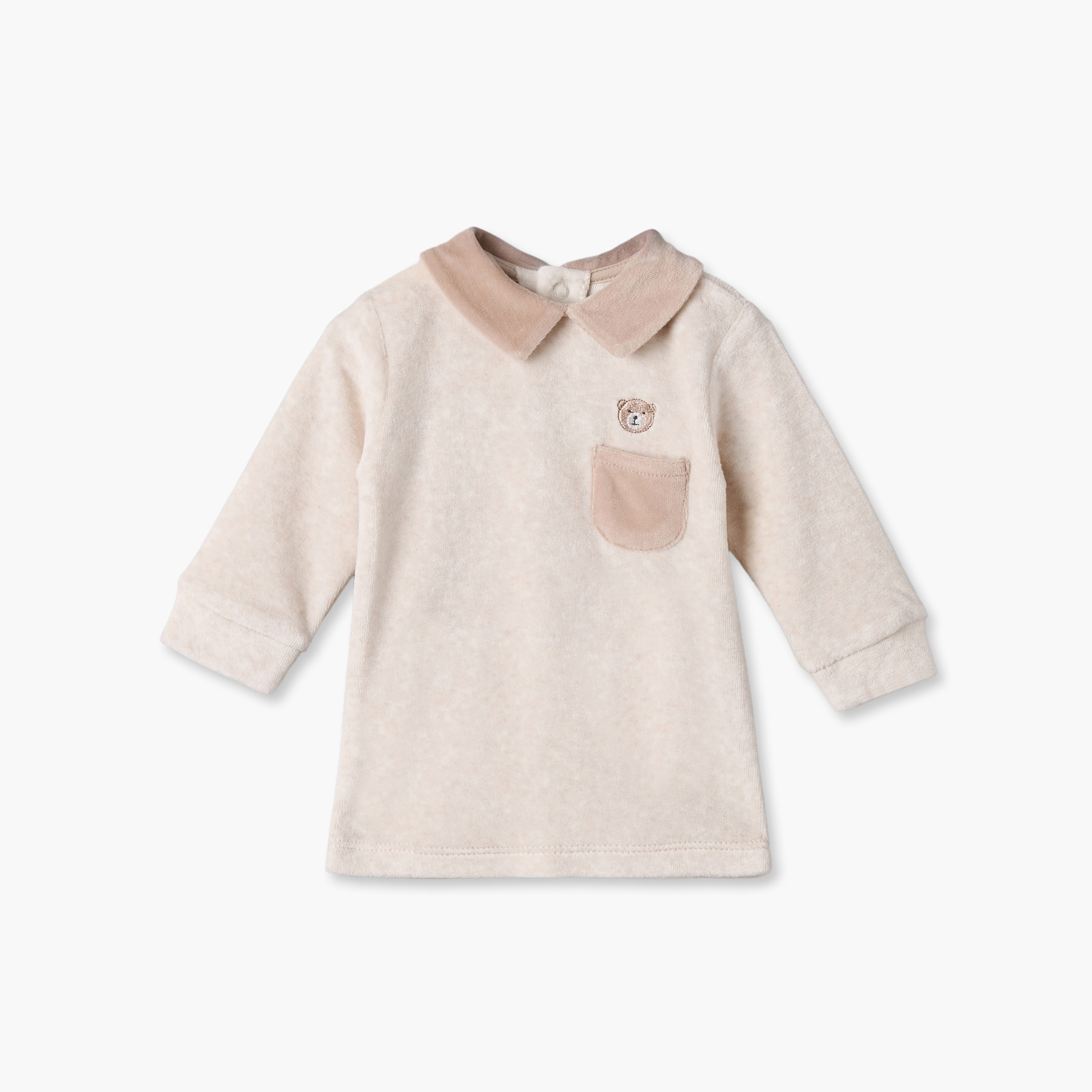 طقم بيجاما بياقة وأكمام طويلة مع تطريز دب من جيجلز-baby-boys-clothing-nightwear-pyjamasets-image-2