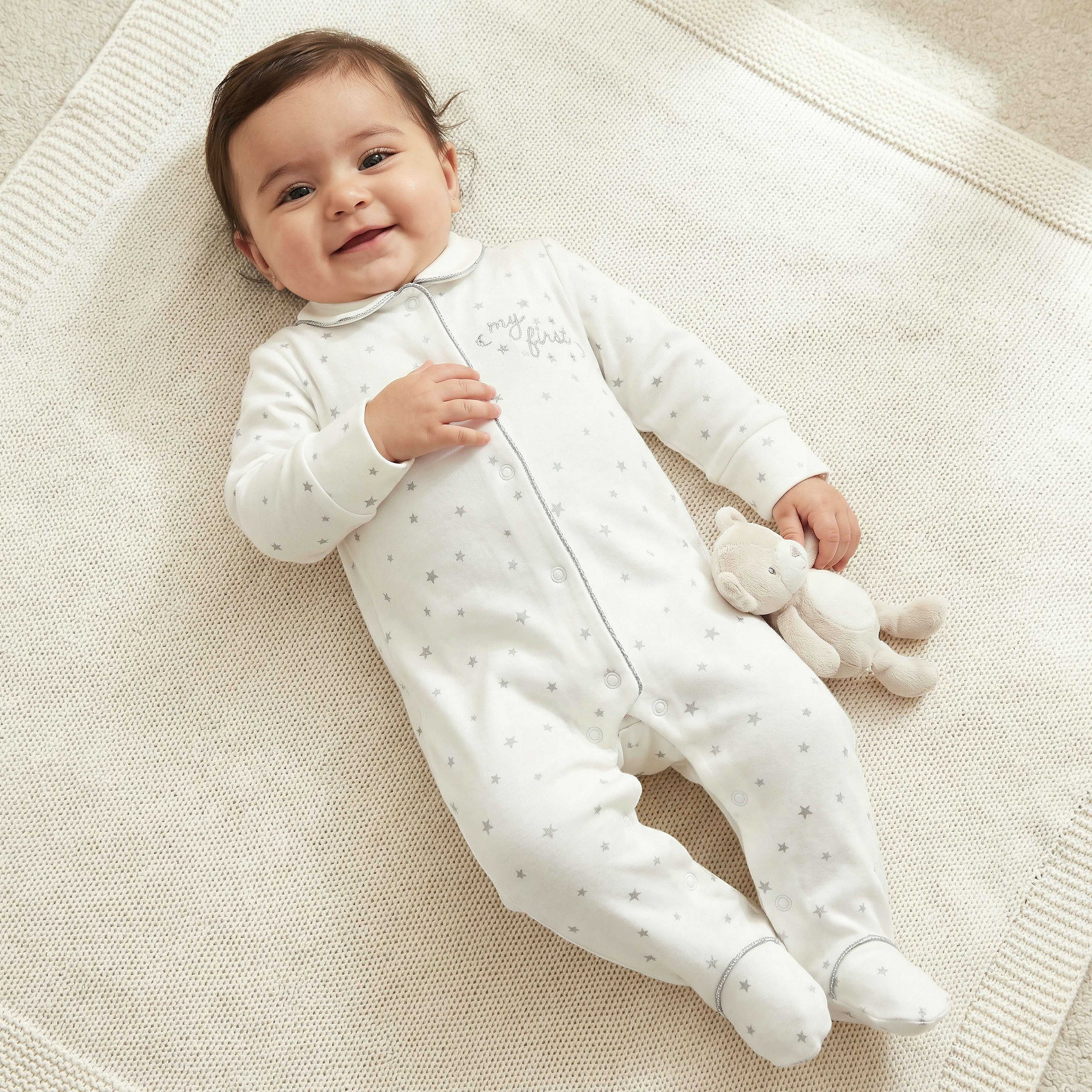 Giggles Cotton Collared Neck Long Sleeve Sleepsuit with Snap Button Closure-baby-girls-clothing-nightwear-sleepsuits-image-2