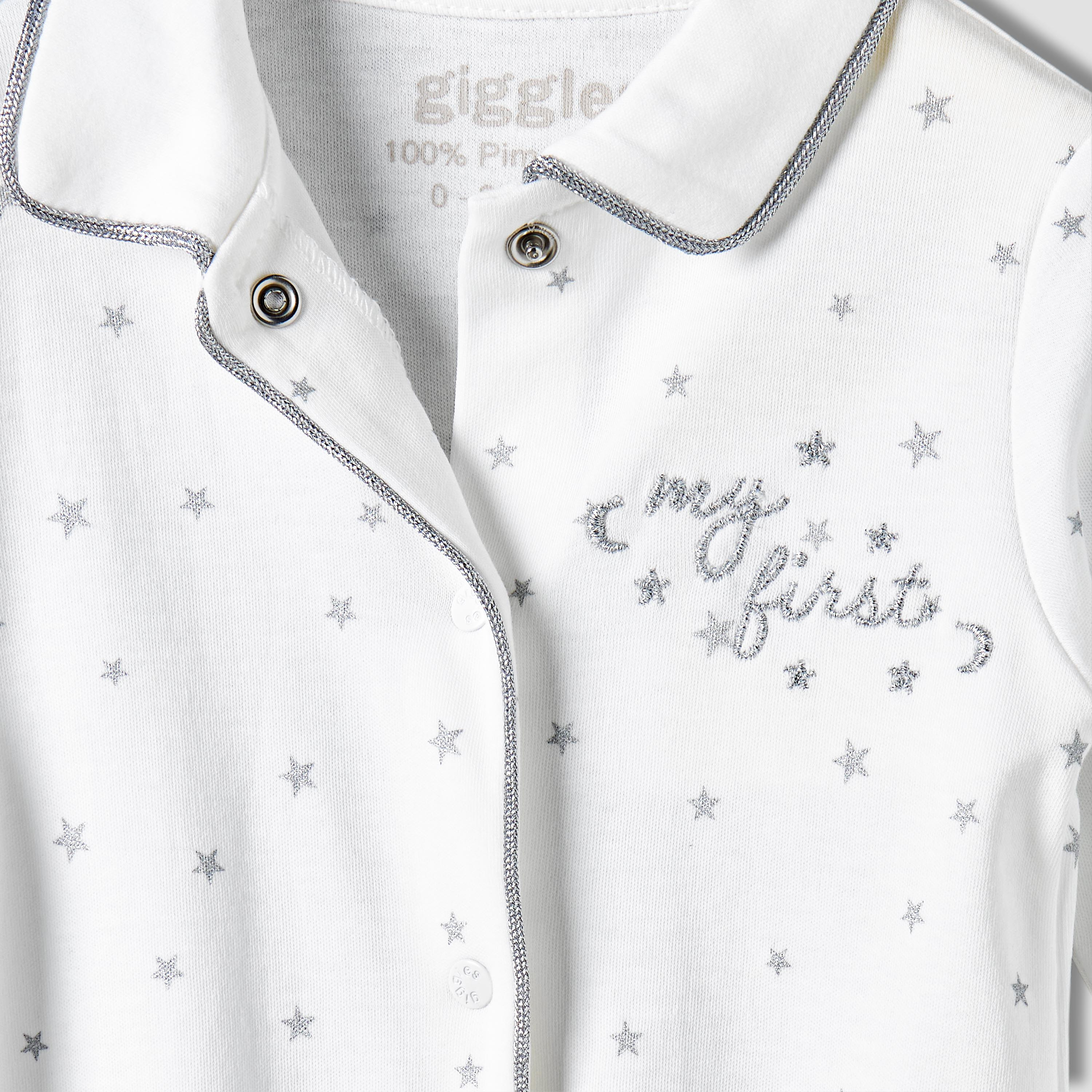 Giggles Cotton Collared Neck Long Sleeve Sleepsuit with Snap Button Closure-baby-girls-clothing-nightwear-sleepsuits-image-4