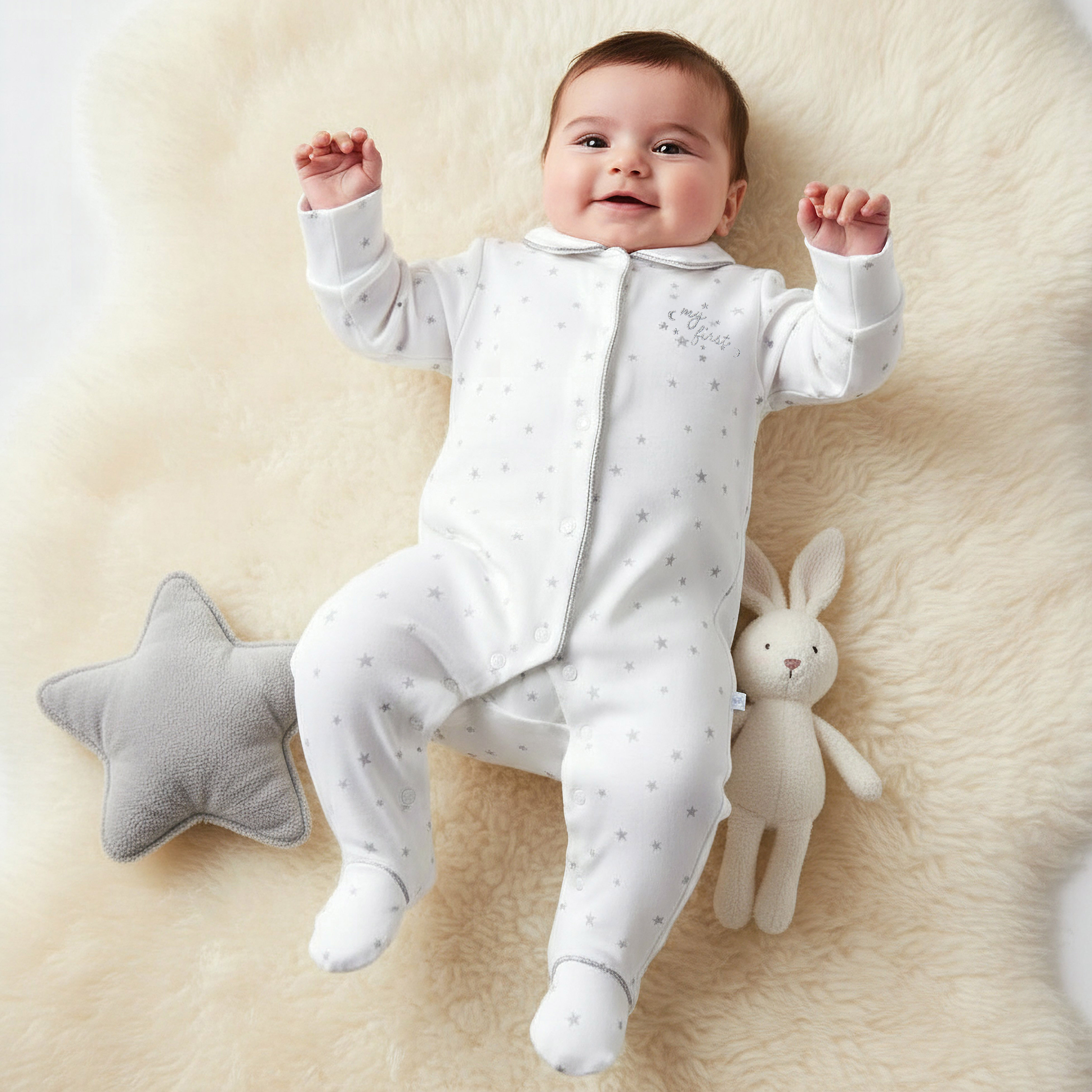 Giggles Cotton Collared Neck Long Sleeve Sleepsuit with Snap Button Closure-baby-girls-clothing-nightwear-sleepsuits-image-1