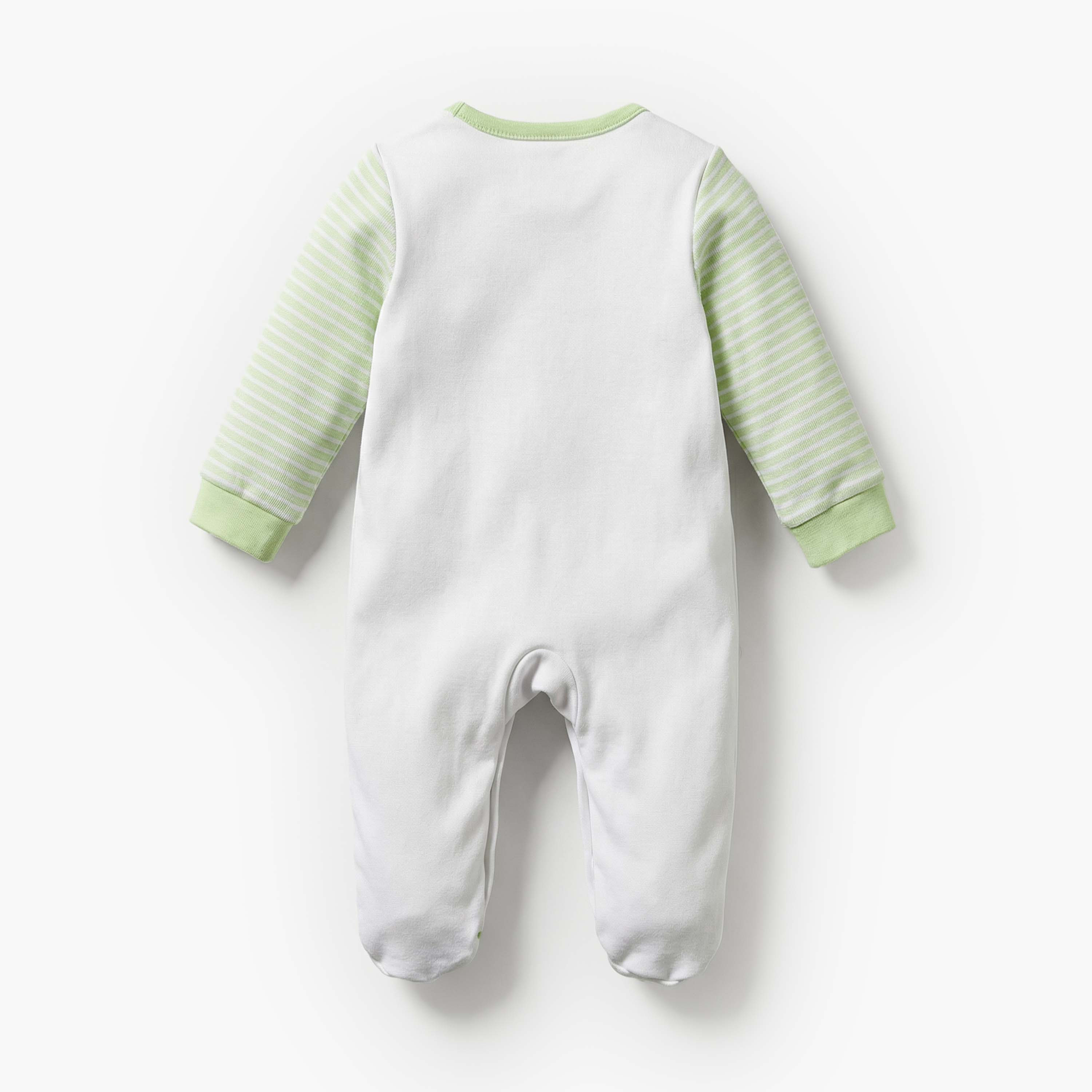 Juniors Round Neck Long Sleeves Sleepsuit with Stripes-baby-boys-clothing-nightwear-sleepsuits-image-2