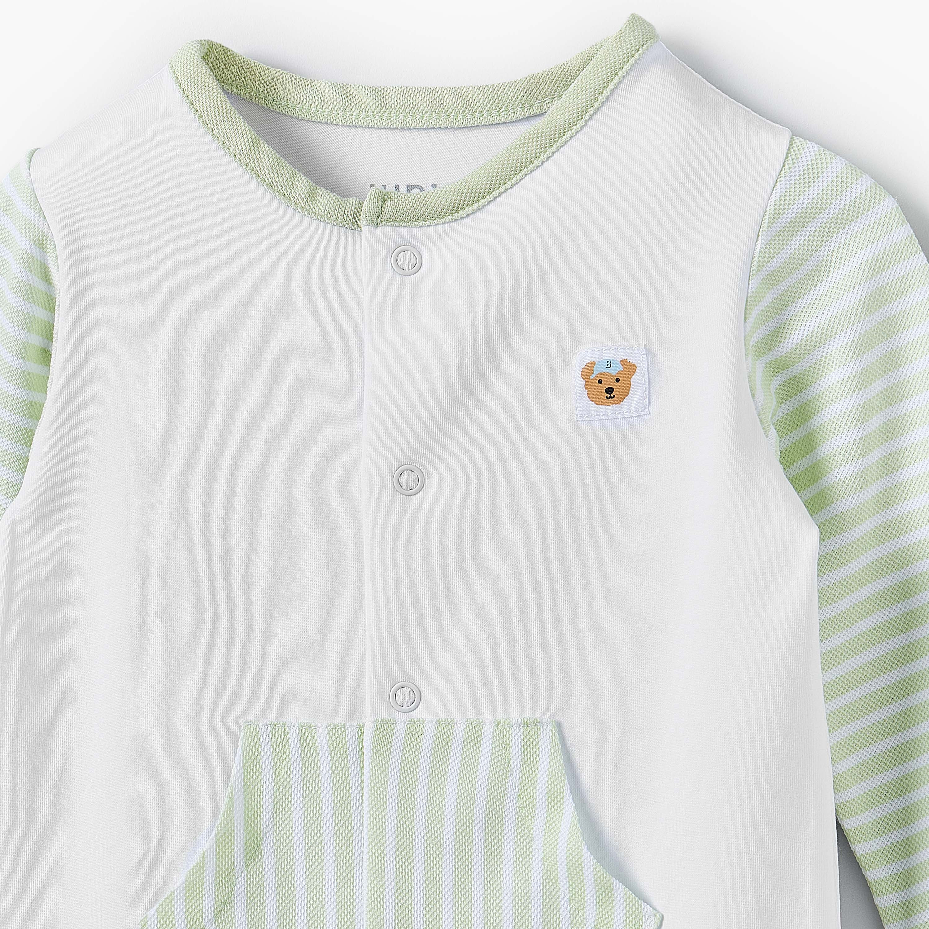 Juniors Round Neck Long Sleeves Sleepsuit with Stripes-baby-boys-clothing-nightwear-sleepsuits-image-3