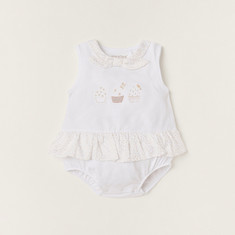Giggles Printed Sleeveless Bodysuit with Bow Detail