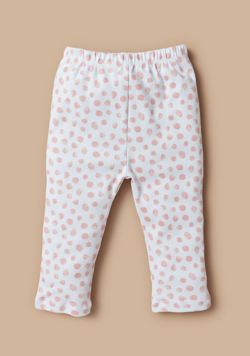 Juniors Floral Glitter Print T-shirt and Elasticated Pyjama Set-Pyjama Sets-image-2
