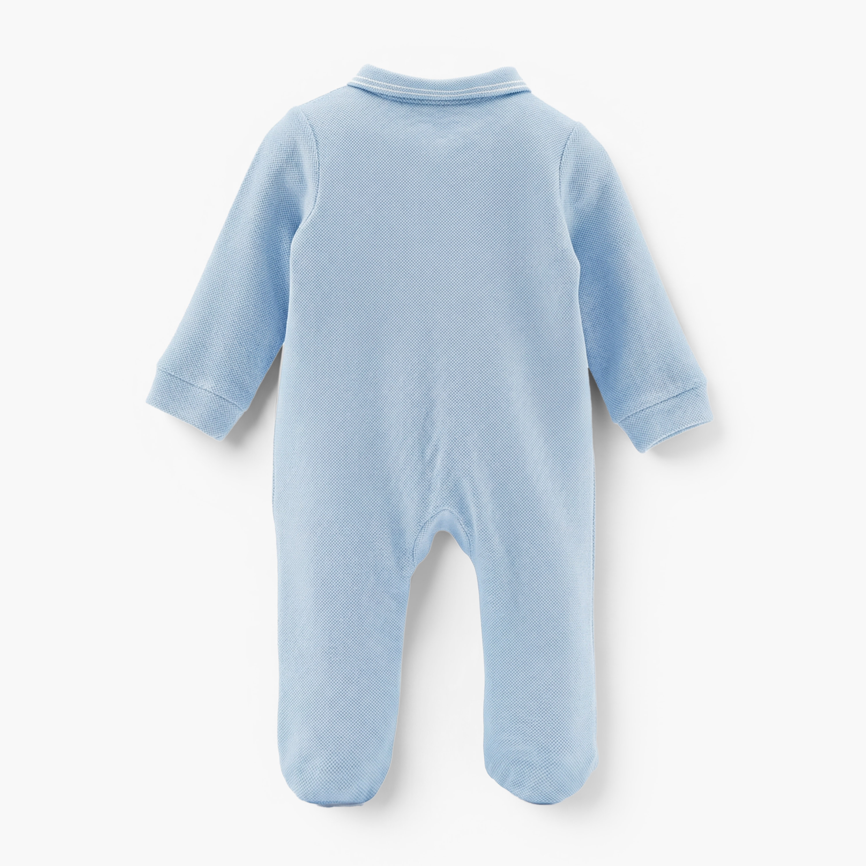 Juniors Cotton Collared Long Sleeves Sleepsuit with Pocket Detail-baby-boys-clothing-nightwear-sleepsuits-image-2