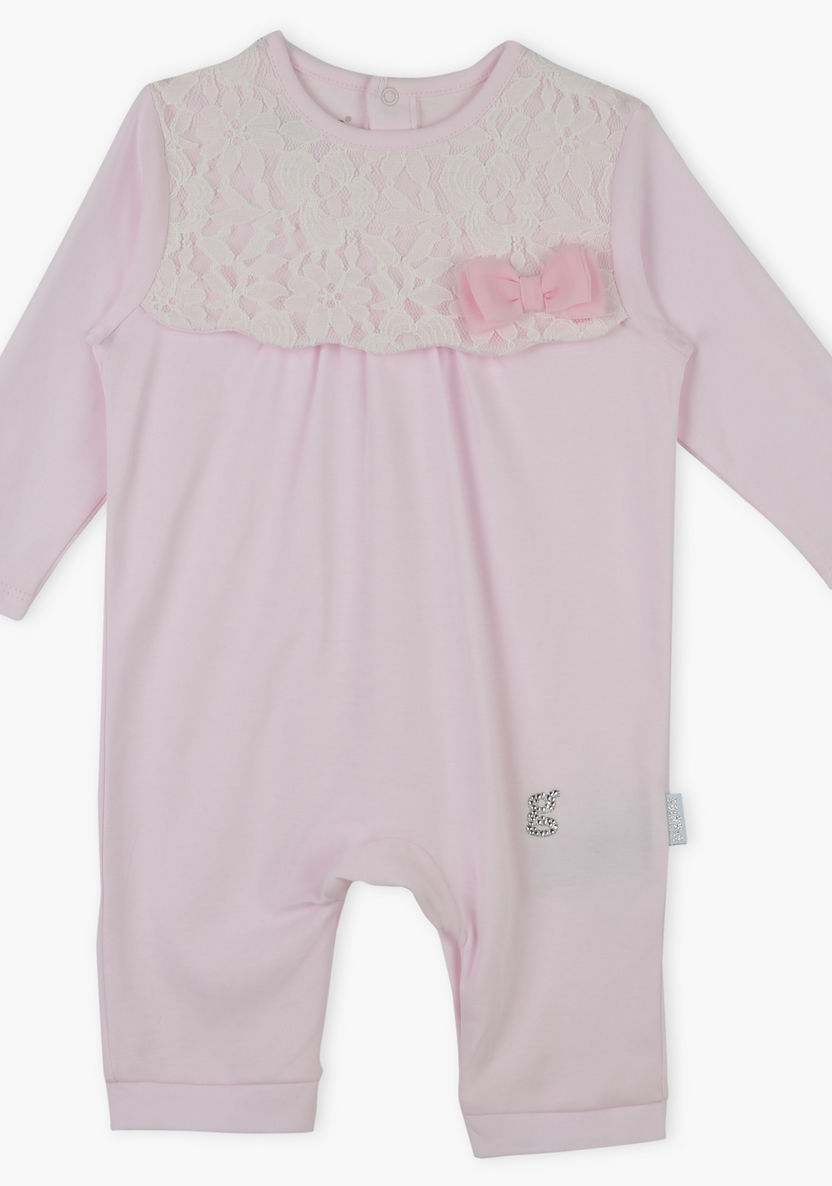 Giggles Long Sleeves Sleepsuit with Bow Detail-Sleepsuits-image-0