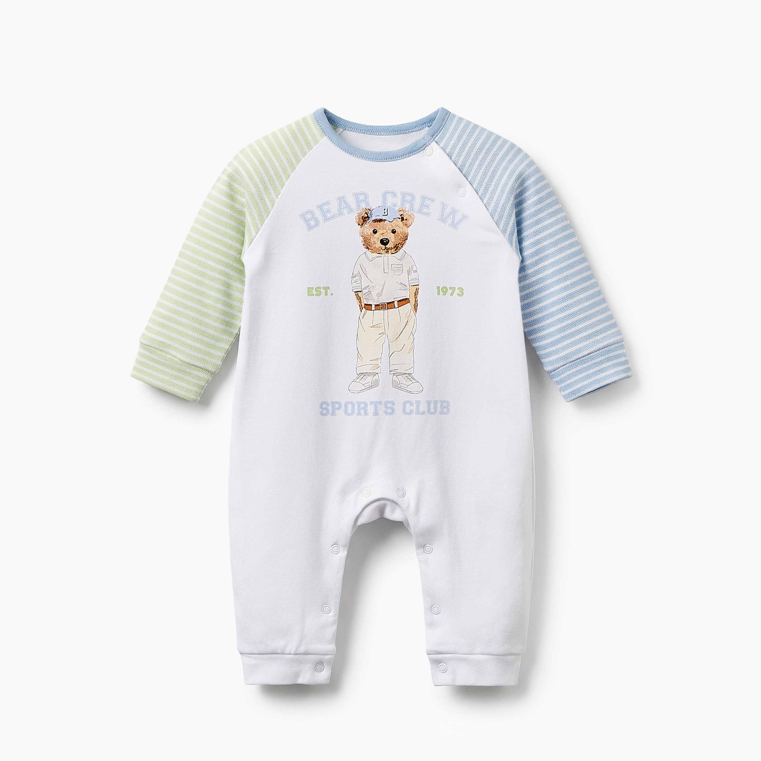 Juniors Cotton Round Neck Long Sleeves Sleepsuit with Bear Print-baby-boys-clothing-nightwear-sleepsuits-image-1