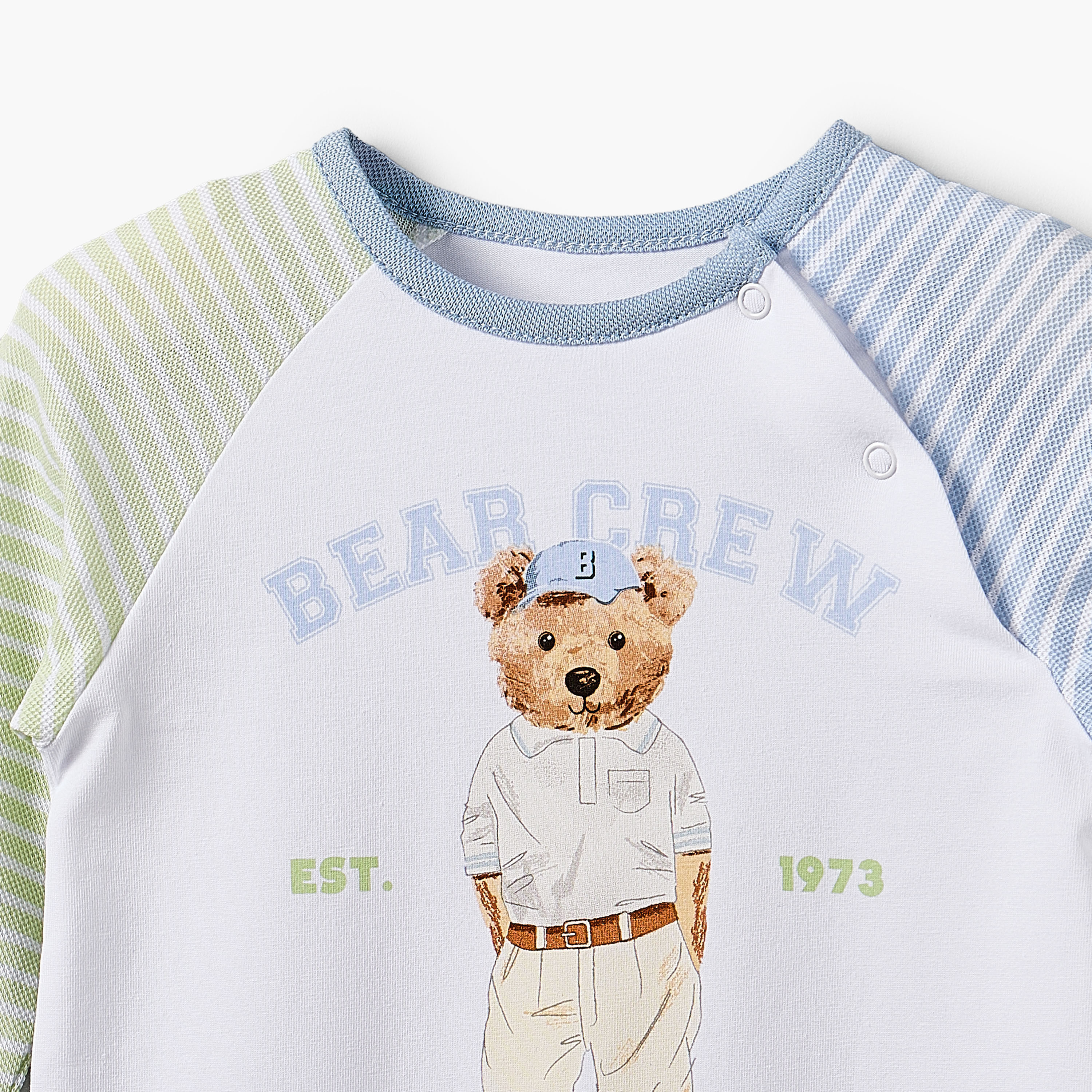 Juniors Cotton Round Neck Long Sleeves Sleepsuit with Bear Print-baby-boys-clothing-nightwear-sleepsuits-image-3