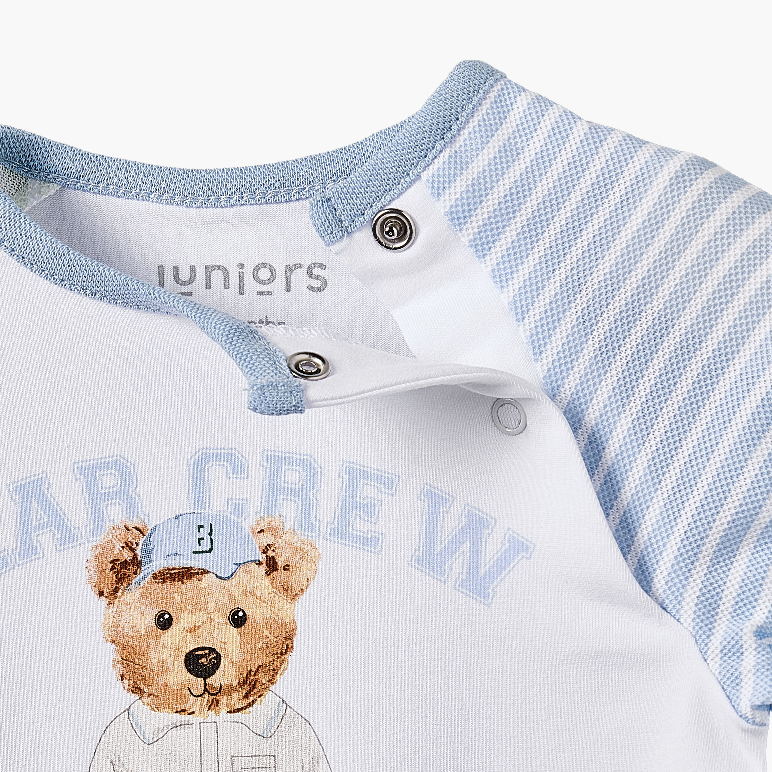 Juniors Cotton Round Neck Long Sleeves Sleepsuit with Bear Print-baby-boys-clothing-nightwear-sleepsuits-image-4
