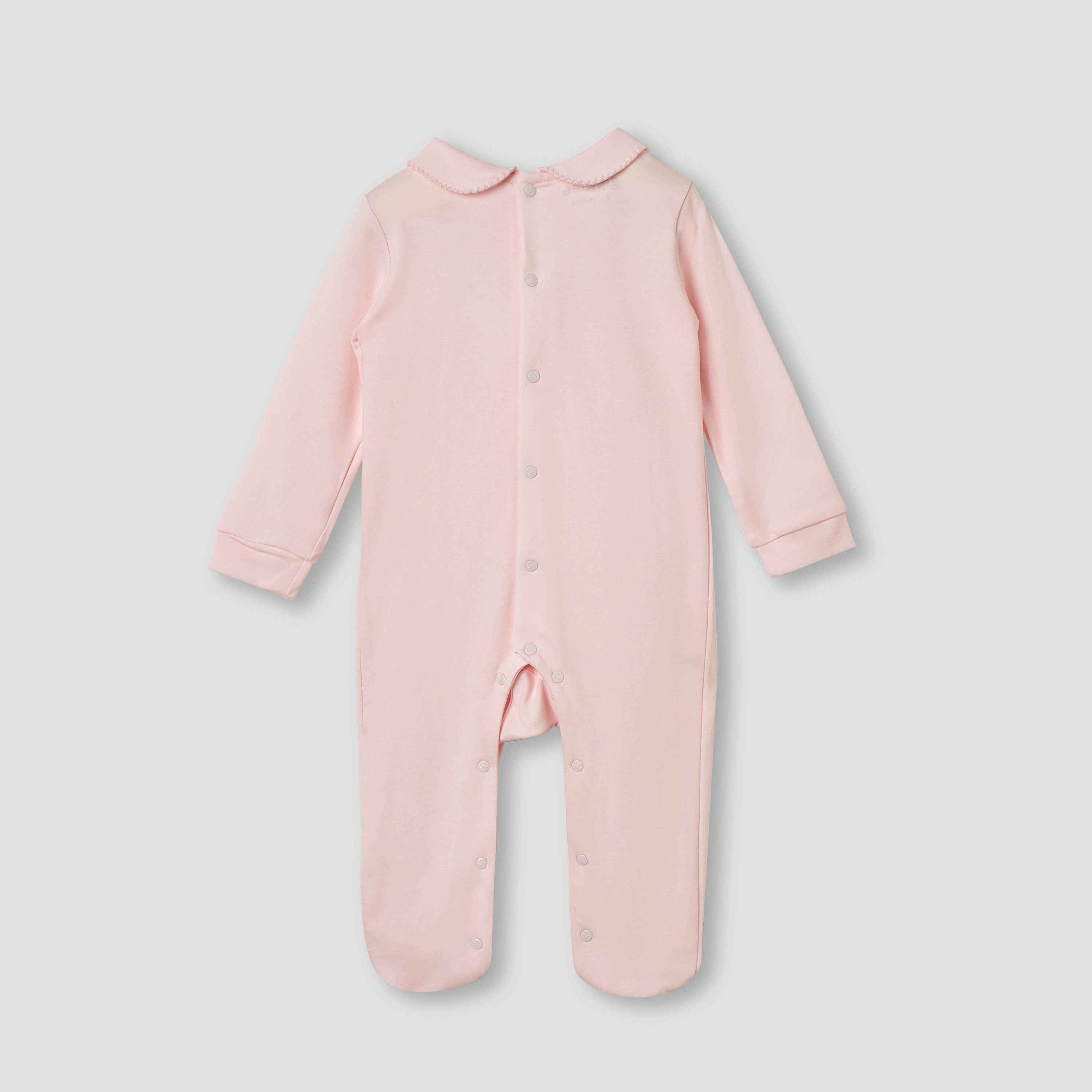 Giggles Smocked and Bow Accent Collared Sleepsuit-baby-girls-clothing-nightwear-sleepsuits-image-2