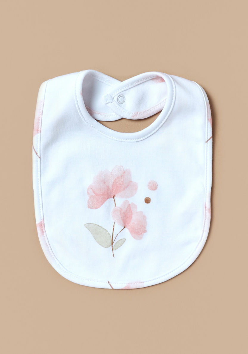 Juniors Floral Print Bib with Button Closure-Bibs and Burp Cloths-image-0