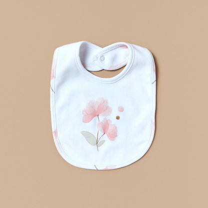 Juniors Floral Print Bib with Button Closure-Bibs and Burp Cloths-image-0