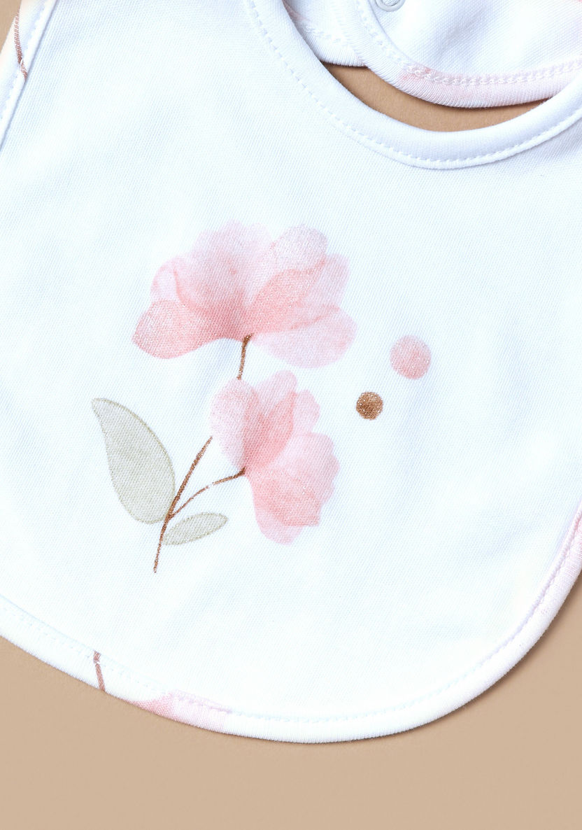 Juniors Floral Print Bib with Button Closure-Bibs and Burp Cloths-image-1